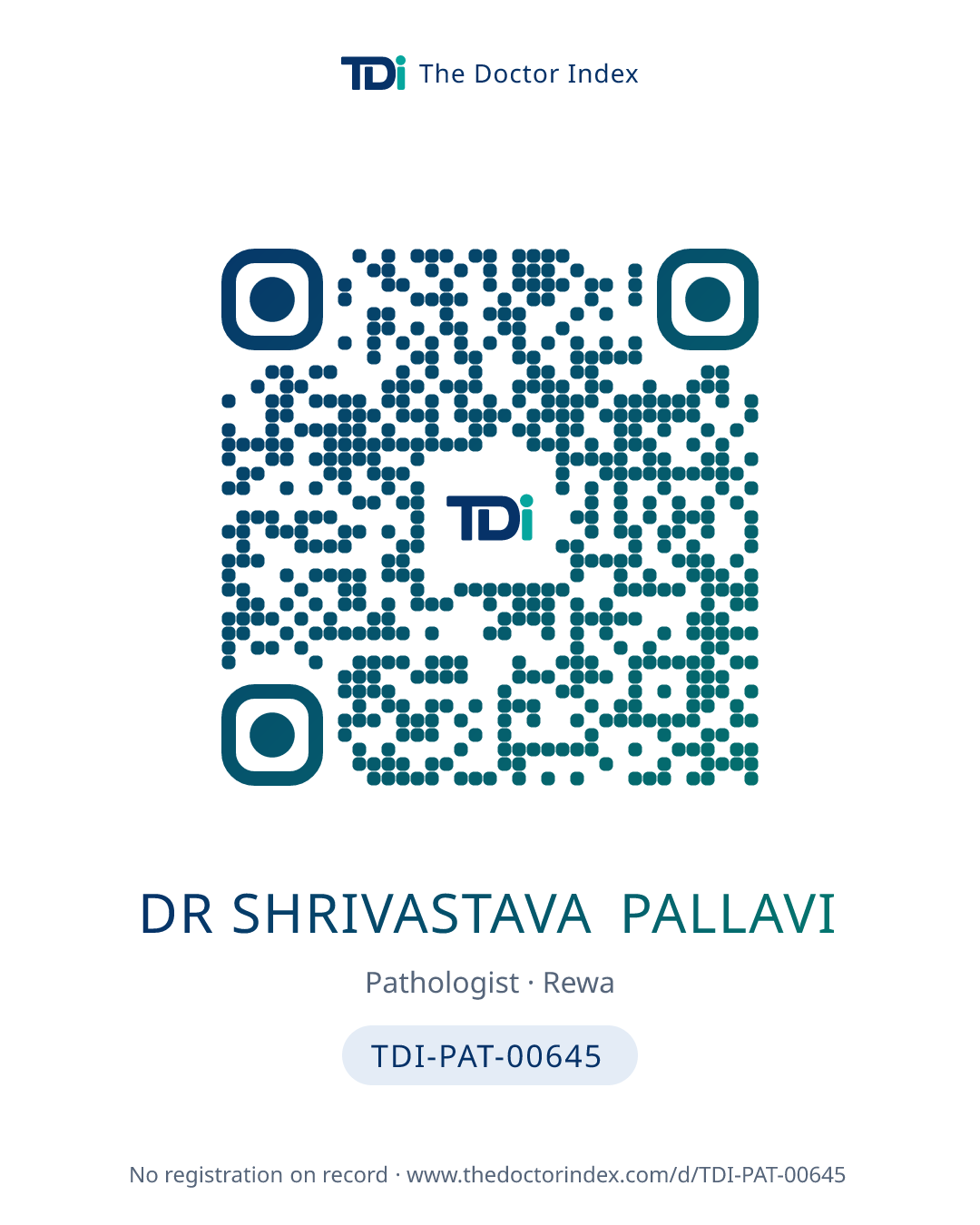 QR card for Dr Shrivastava Pallavi, TDI-PAT-00645