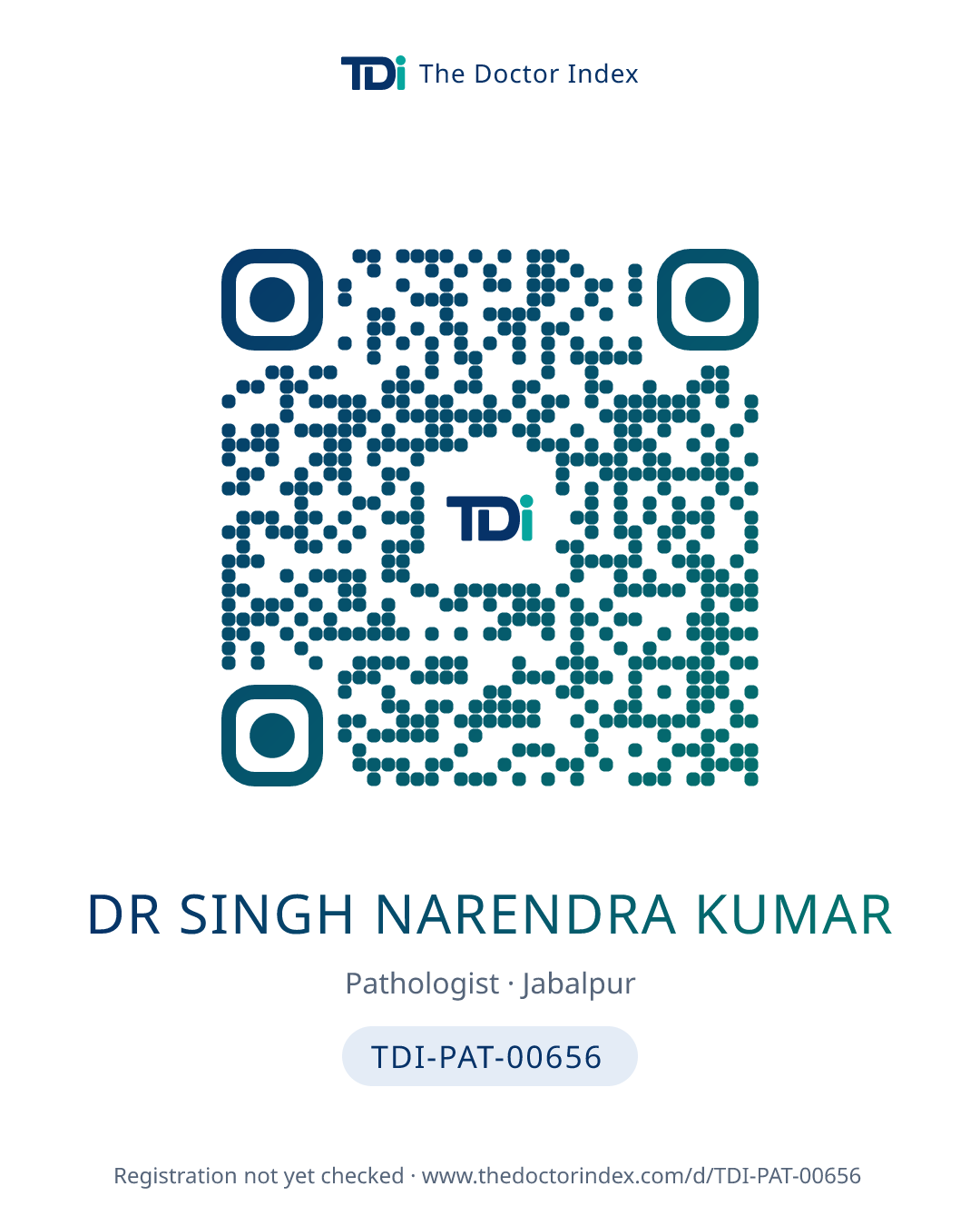 QR card for Dr Singh Narendra Kumar, TDI-PAT-00656
