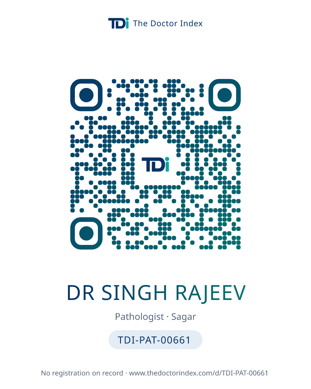QR card for Dr Singh Rajeev, TDI-PAT-00661