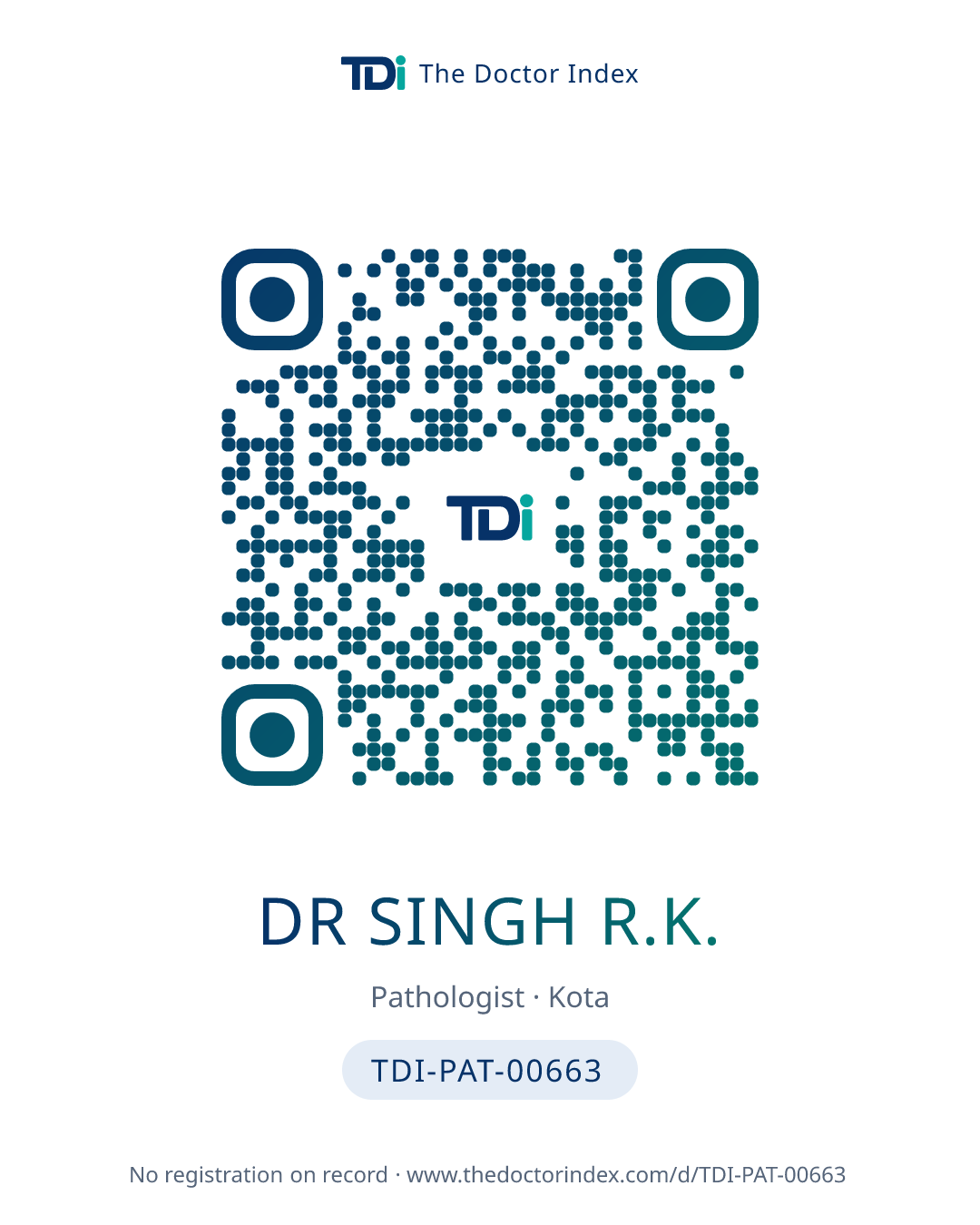 QR card for Dr Singh R.K., TDI-PAT-00663