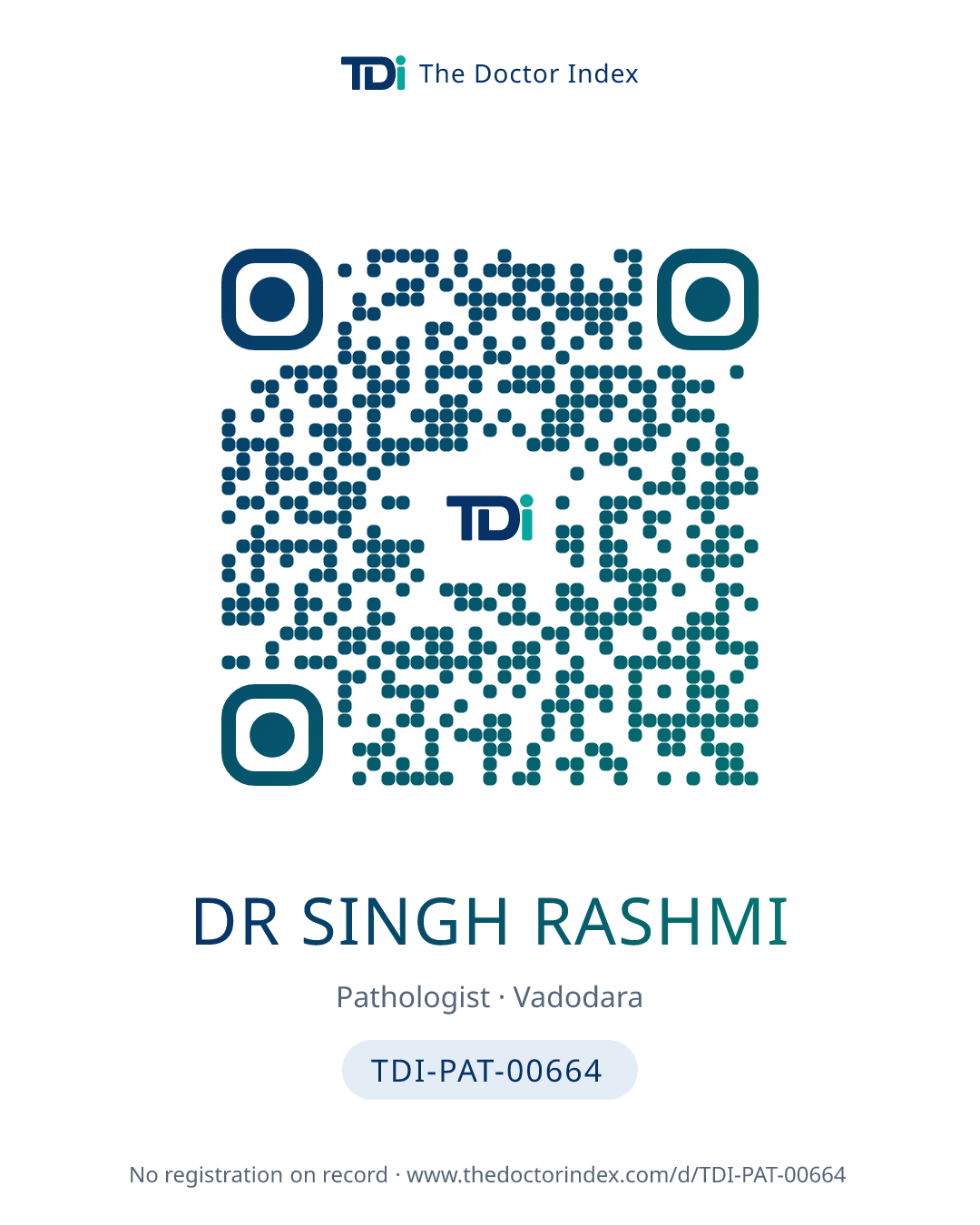 QR card for Dr Singh Rashmi, TDI-PAT-00664