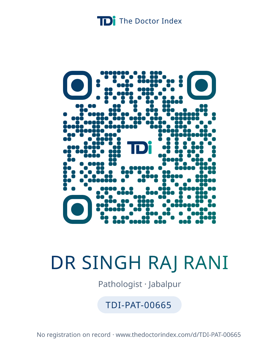 QR card for Dr Singh Raj Rani, TDI-PAT-00665