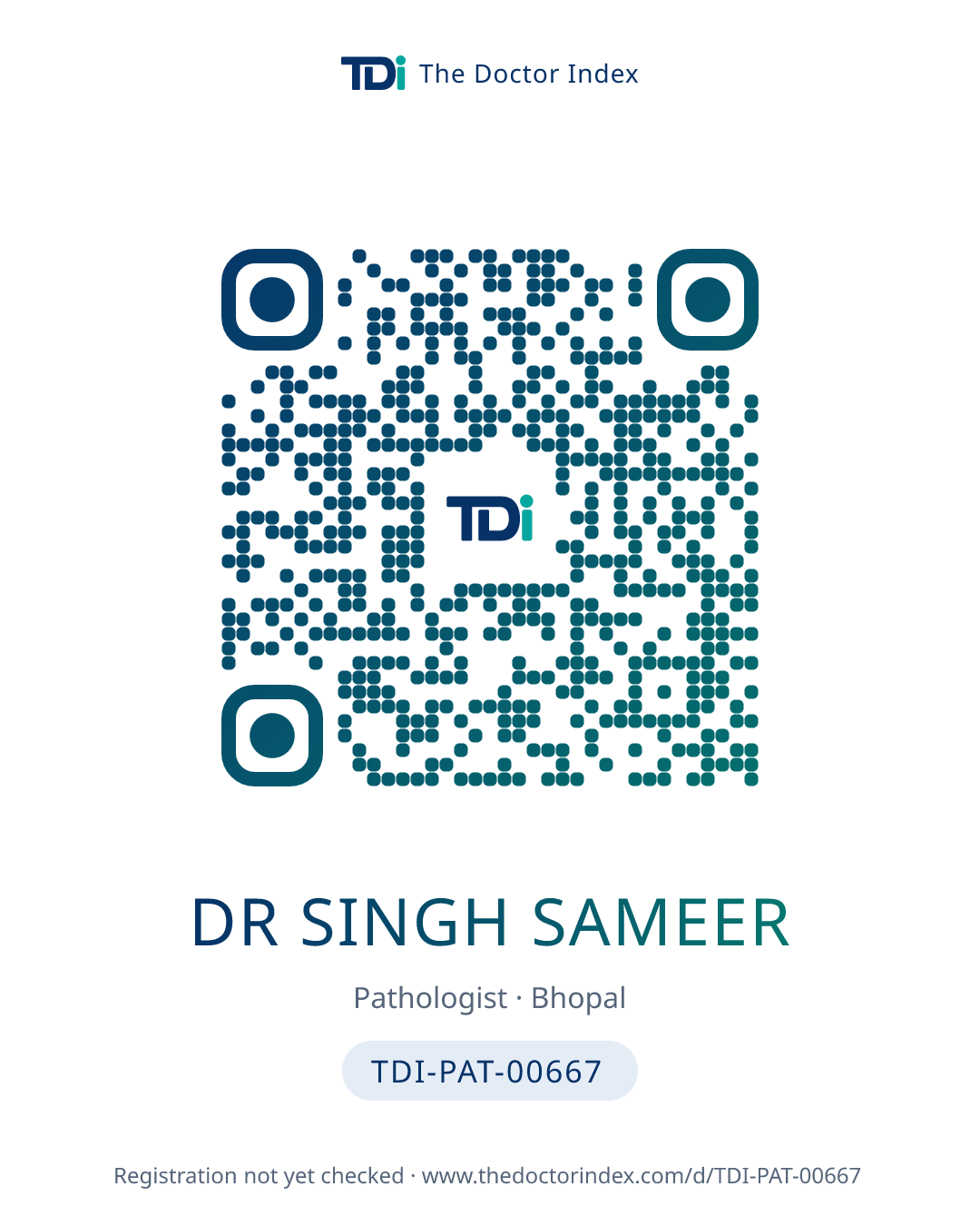 QR card for Dr Singh Sameer, TDI-PAT-00667