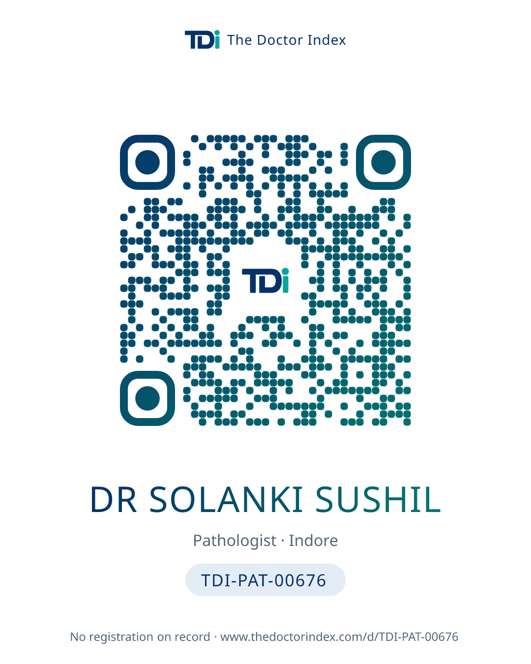 QR card for Dr Solanki Sushil, TDI-PAT-00676
