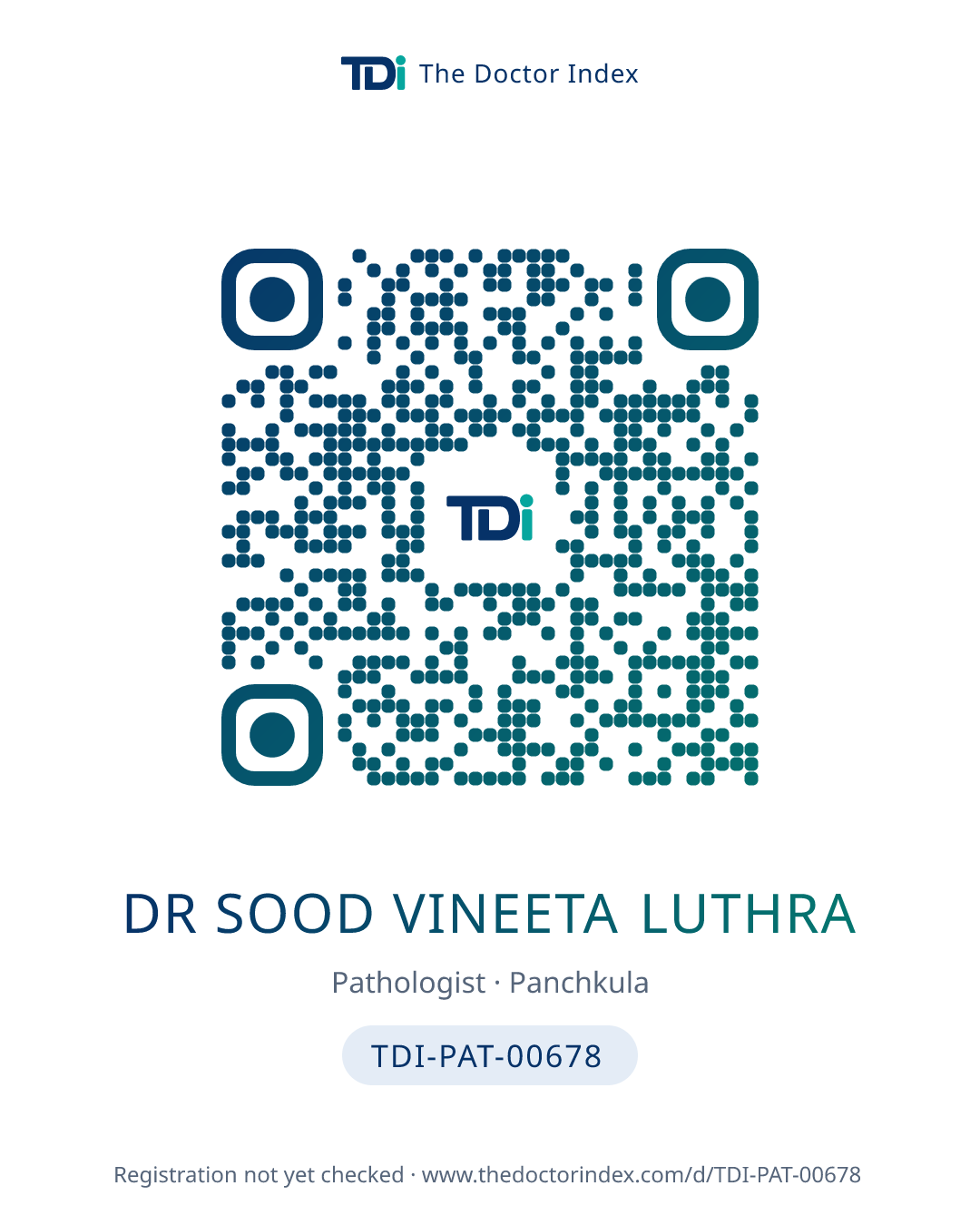 QR card for Dr Sood Vineeta Luthra, TDI-PAT-00678