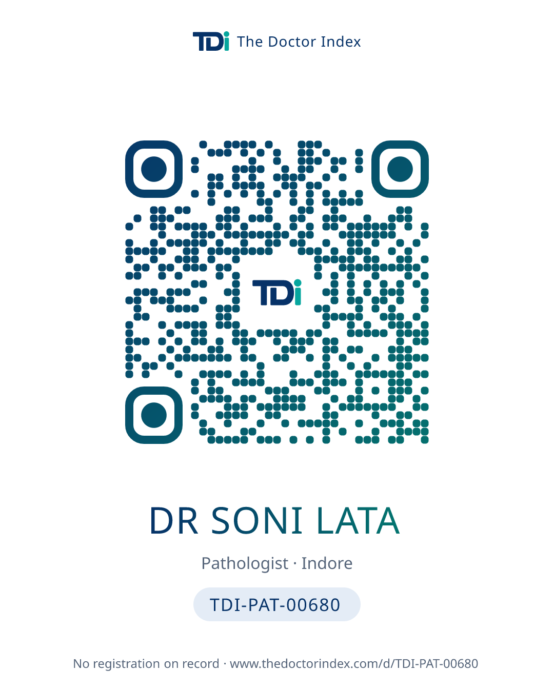 QR card for Dr Soni Lata, TDI-PAT-00680