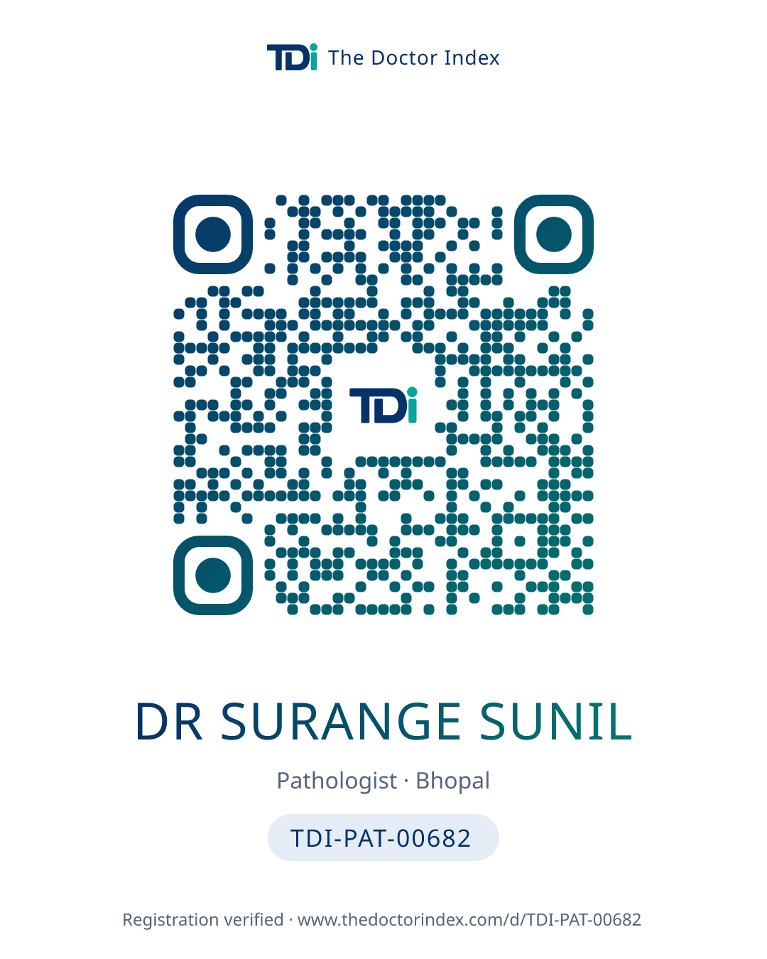 QR card for Dr Surange Sunil, TDI-PAT-00682
