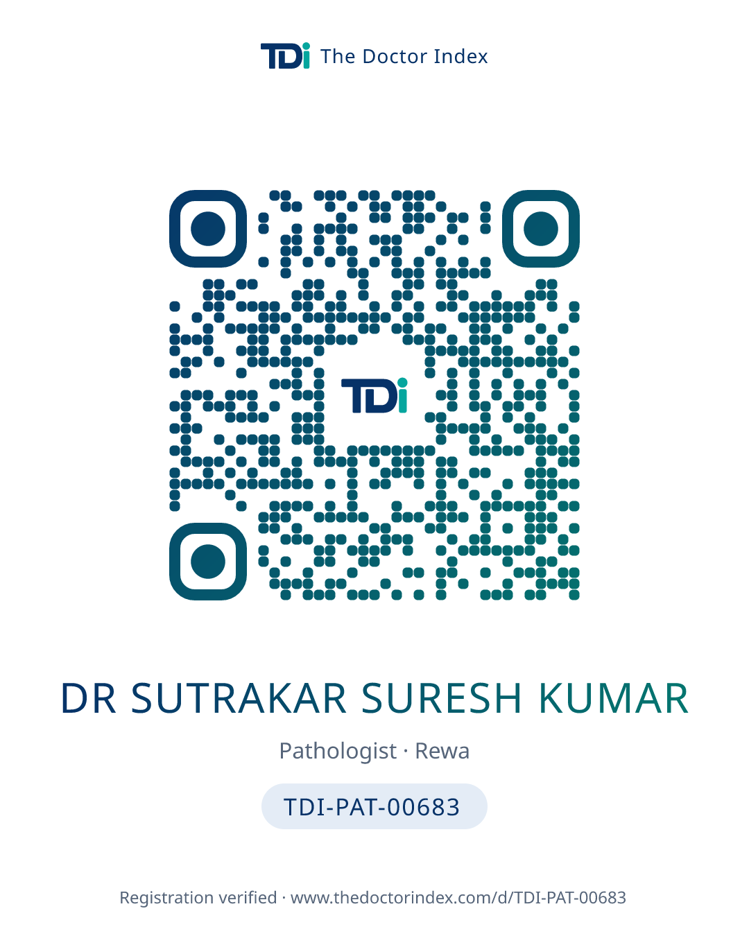 QR card for Dr Sutrakar Suresh Kumar, TDI-PAT-00683