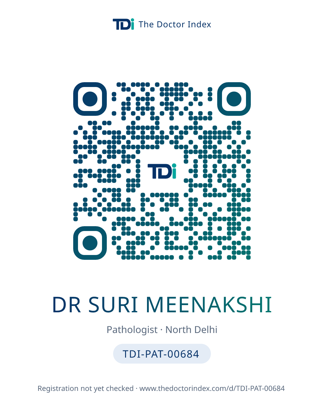 QR card for Dr Suri Meenakshi, TDI-PAT-00684