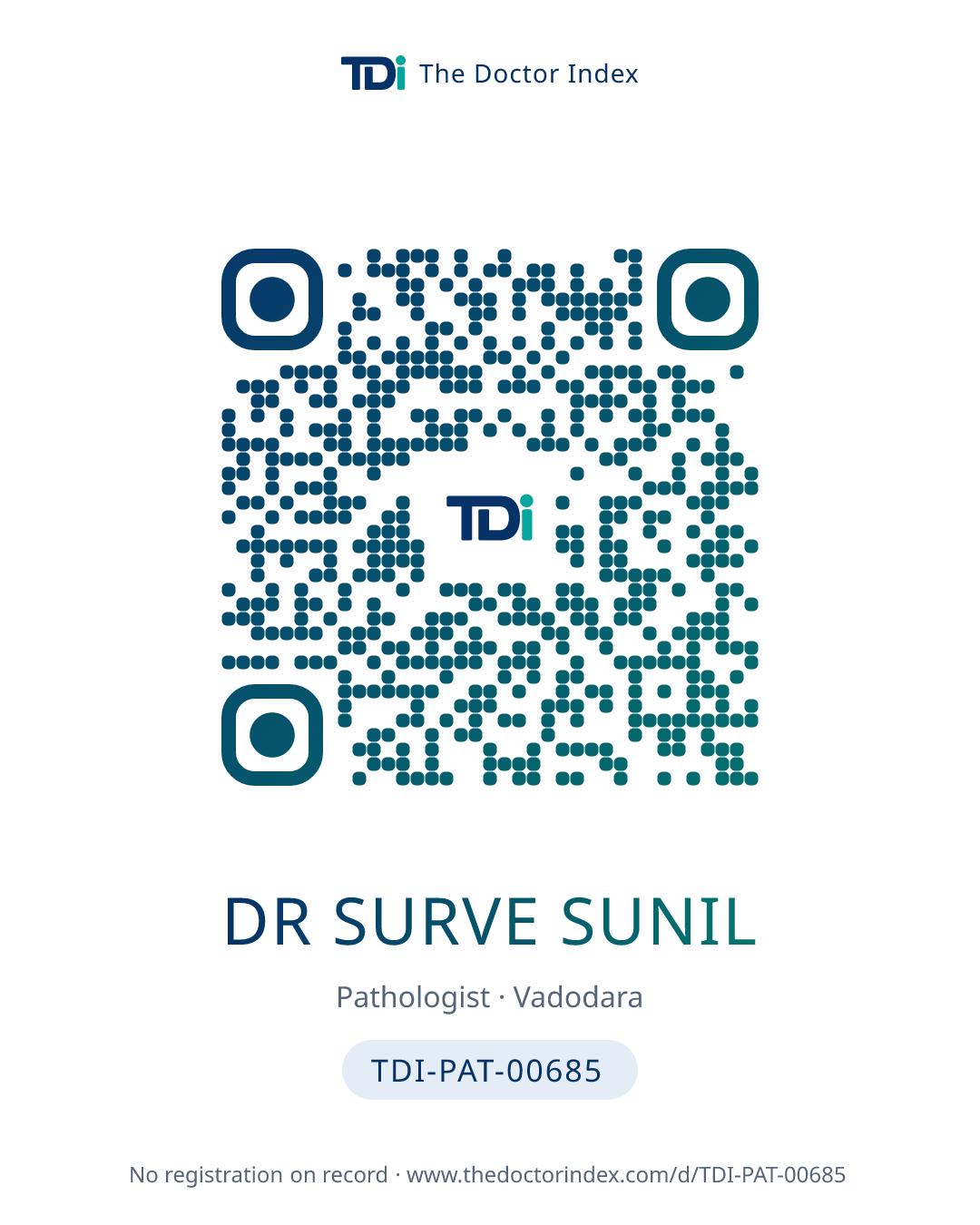 QR card for Dr Surve Sunil, TDI-PAT-00685