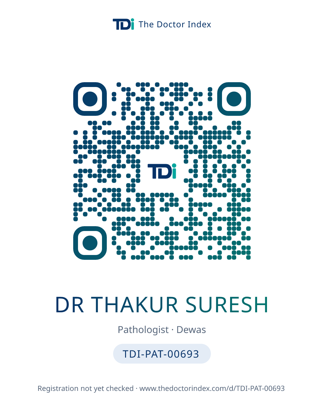 QR card for Dr Thakur Suresh, TDI-PAT-00693