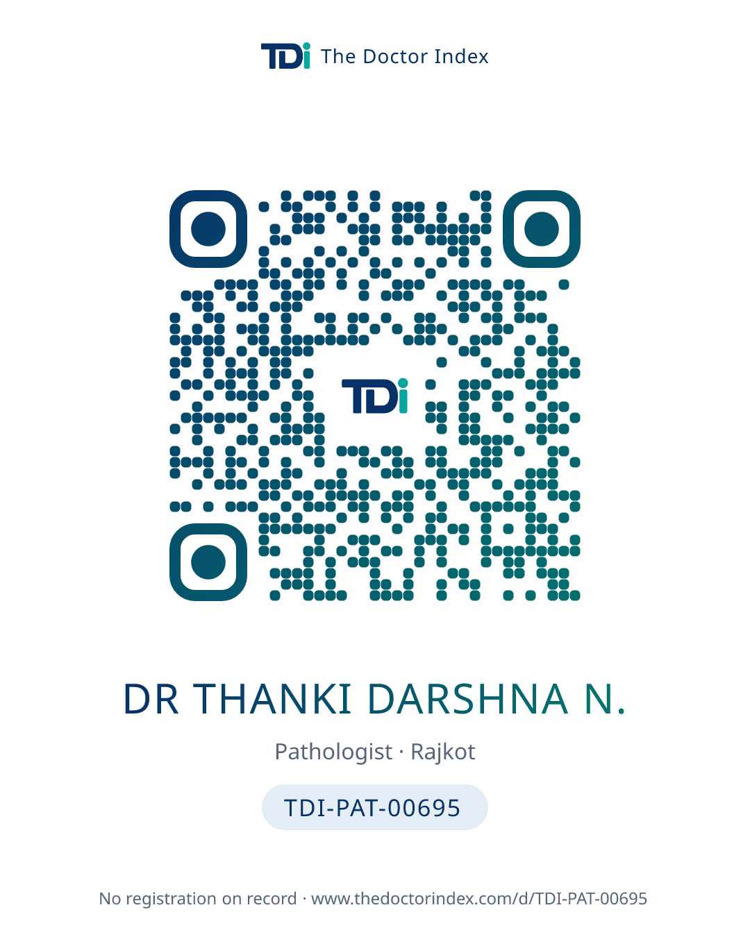 QR card for Dr Thanki Darshna N., TDI-PAT-00695