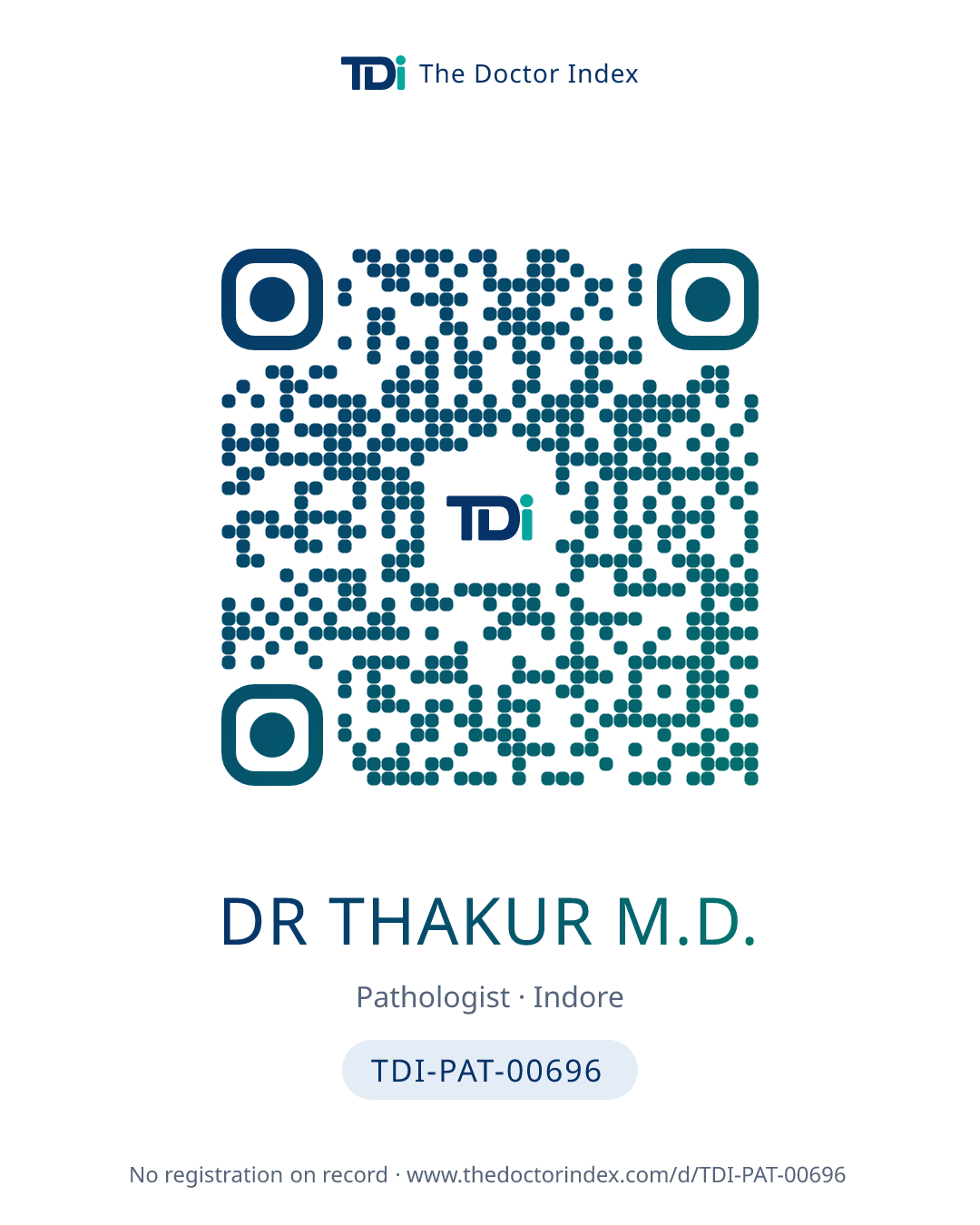 QR card for Dr Thakur M.D., TDI-PAT-00696