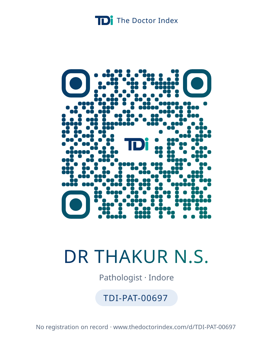 QR card for Dr Thakur N.S., TDI-PAT-00697
