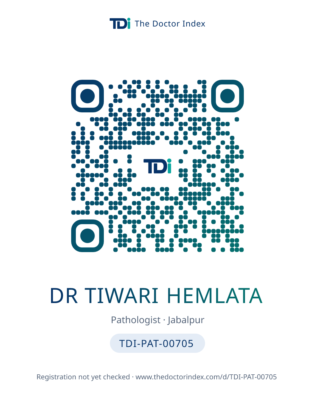 QR card for Dr Tiwari Hemlata, TDI-PAT-00705