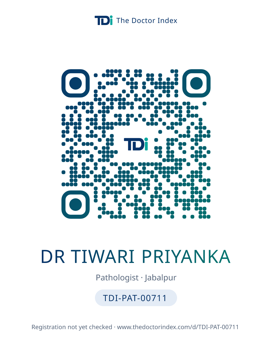 QR card for Dr Tiwari Priyanka, TDI-PAT-00711