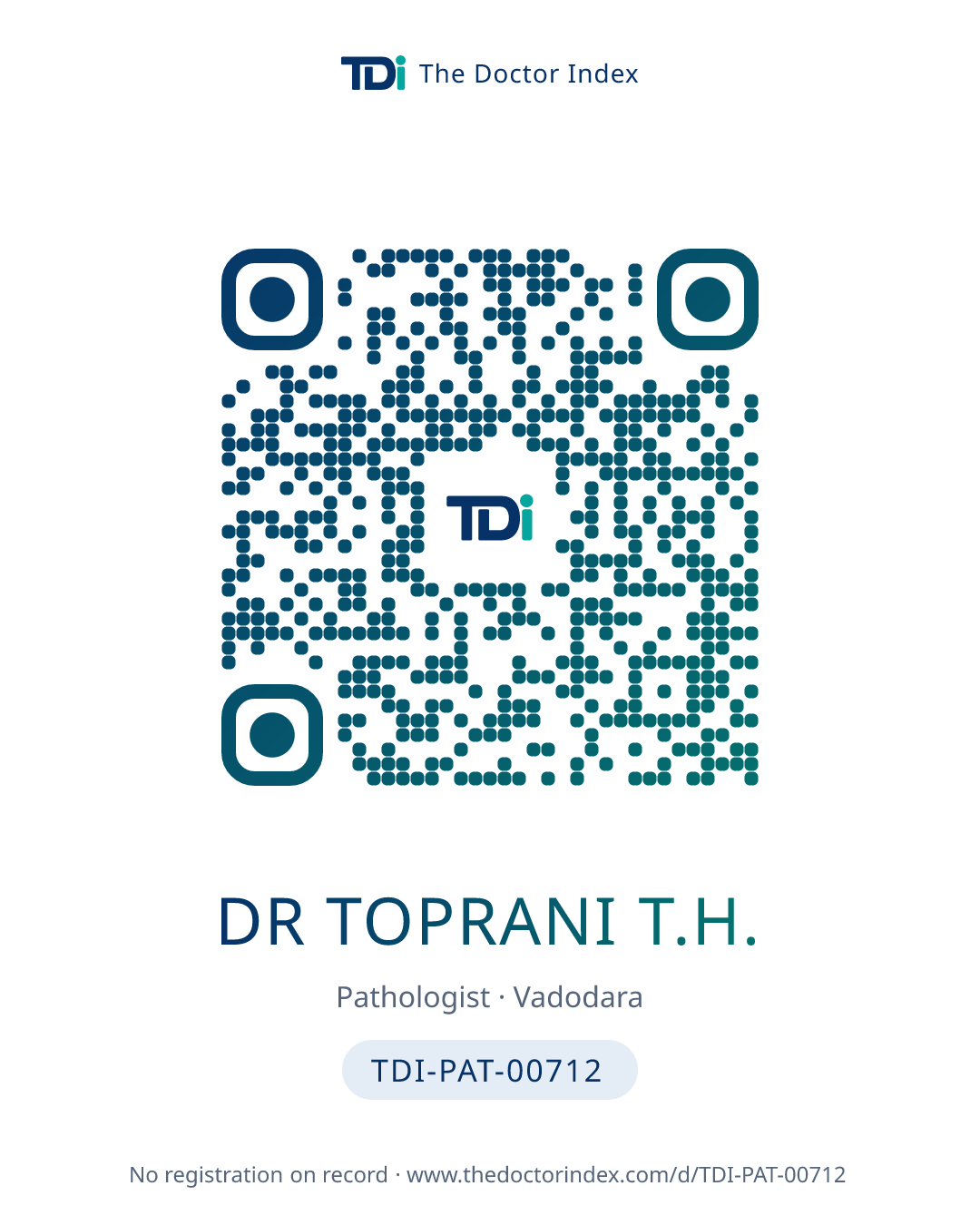 QR card for Dr Toprani T.H., TDI-PAT-00712