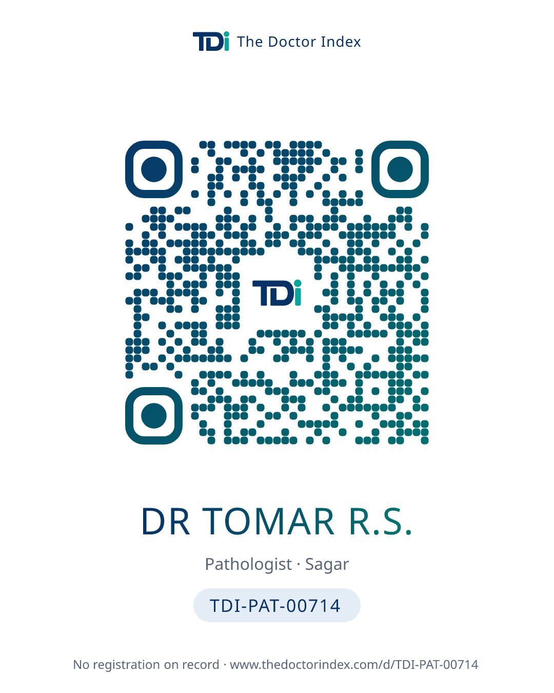 QR card for Dr Tomar R.S., TDI-PAT-00714