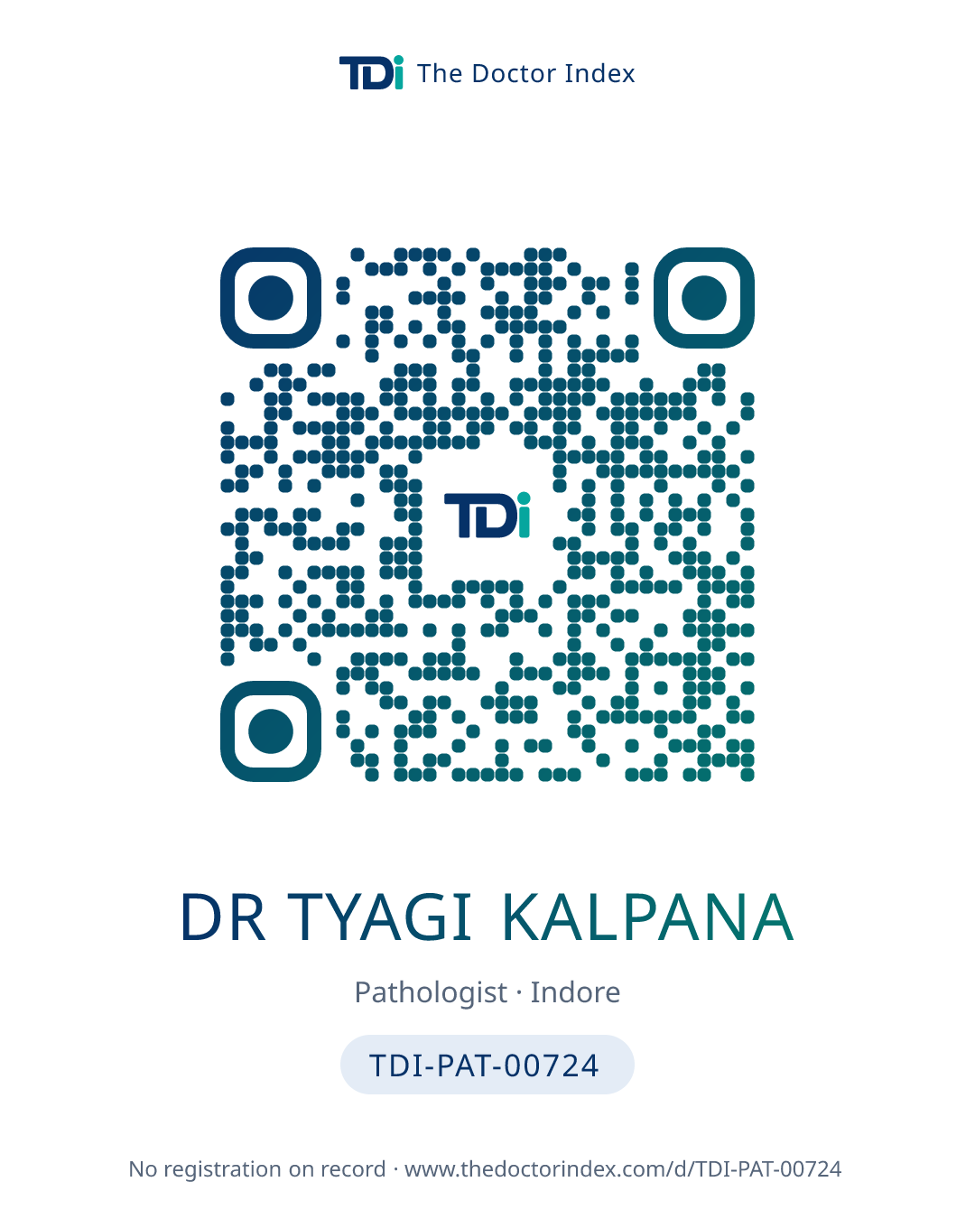 QR card for Dr Tyagi Kalpana, TDI-PAT-00724
