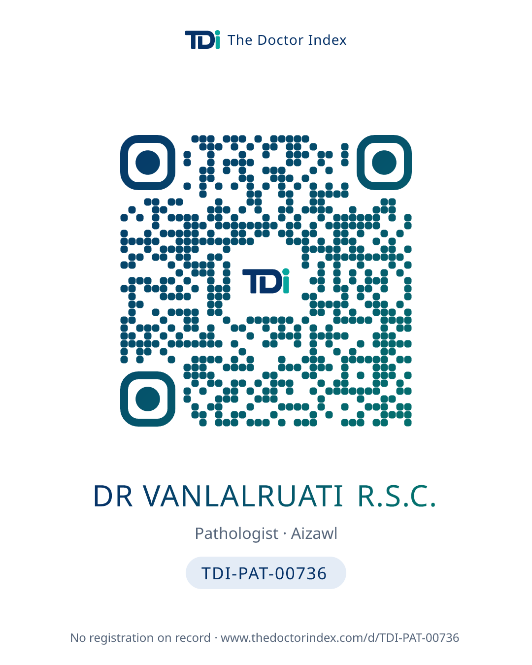 QR card for Dr Vanlalruati R.S.C., TDI-PAT-00736