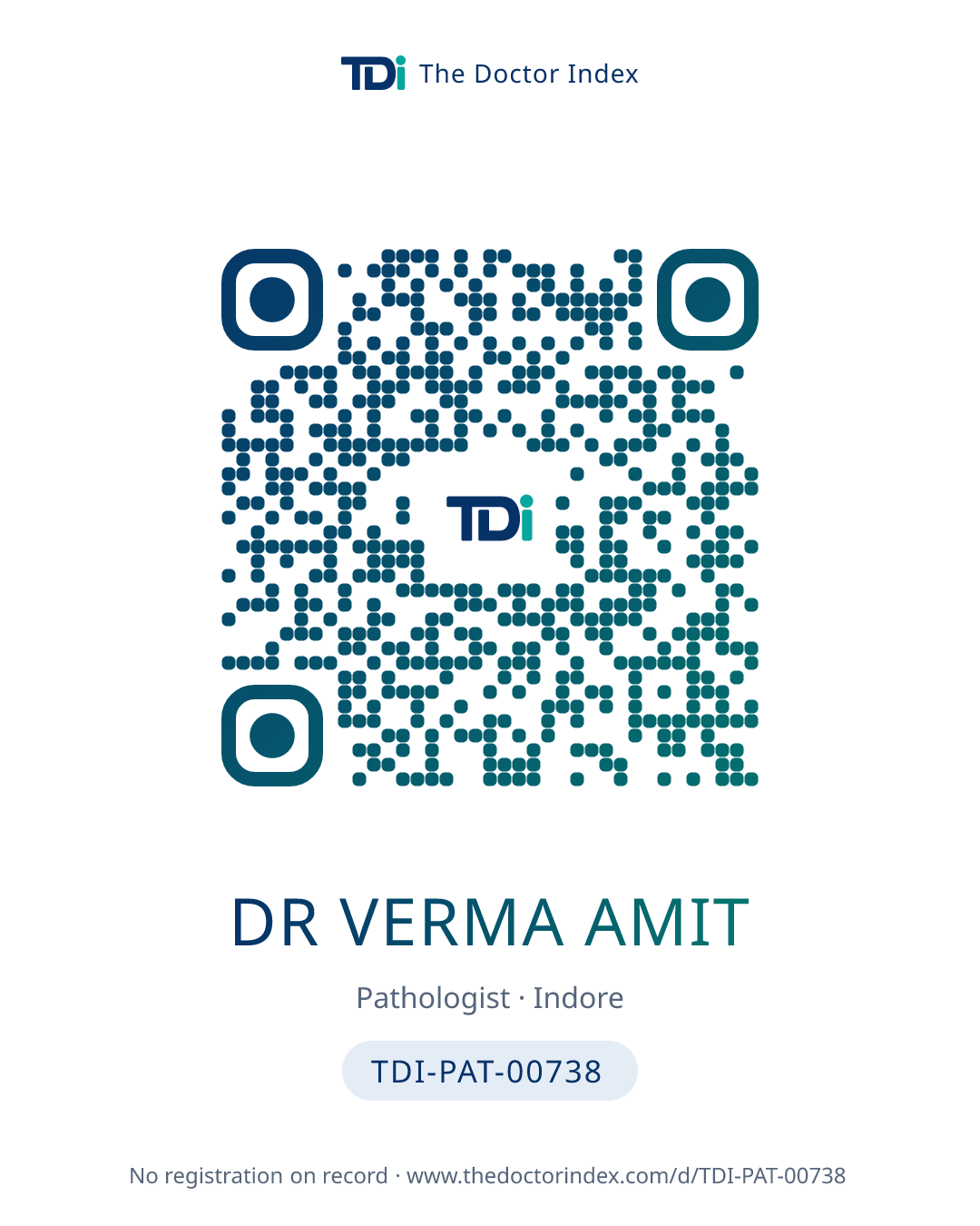 QR card for Dr Verma Amit, TDI-PAT-00738