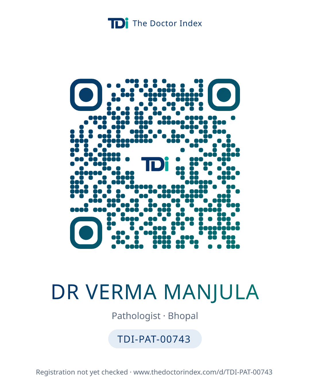 QR card for Dr Verma Manjula, TDI-PAT-00743
