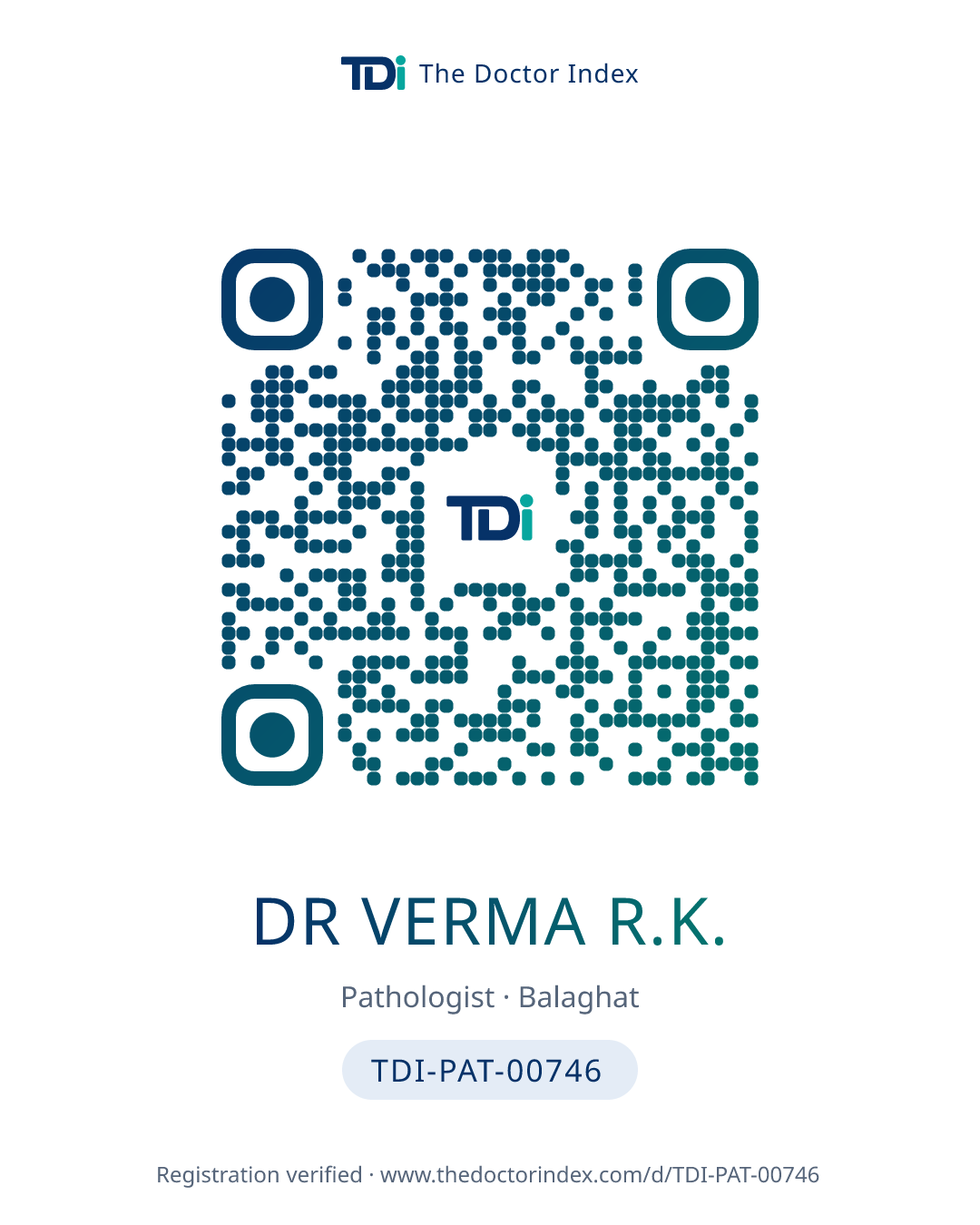 QR card for Dr Verma R.K., TDI-PAT-00746