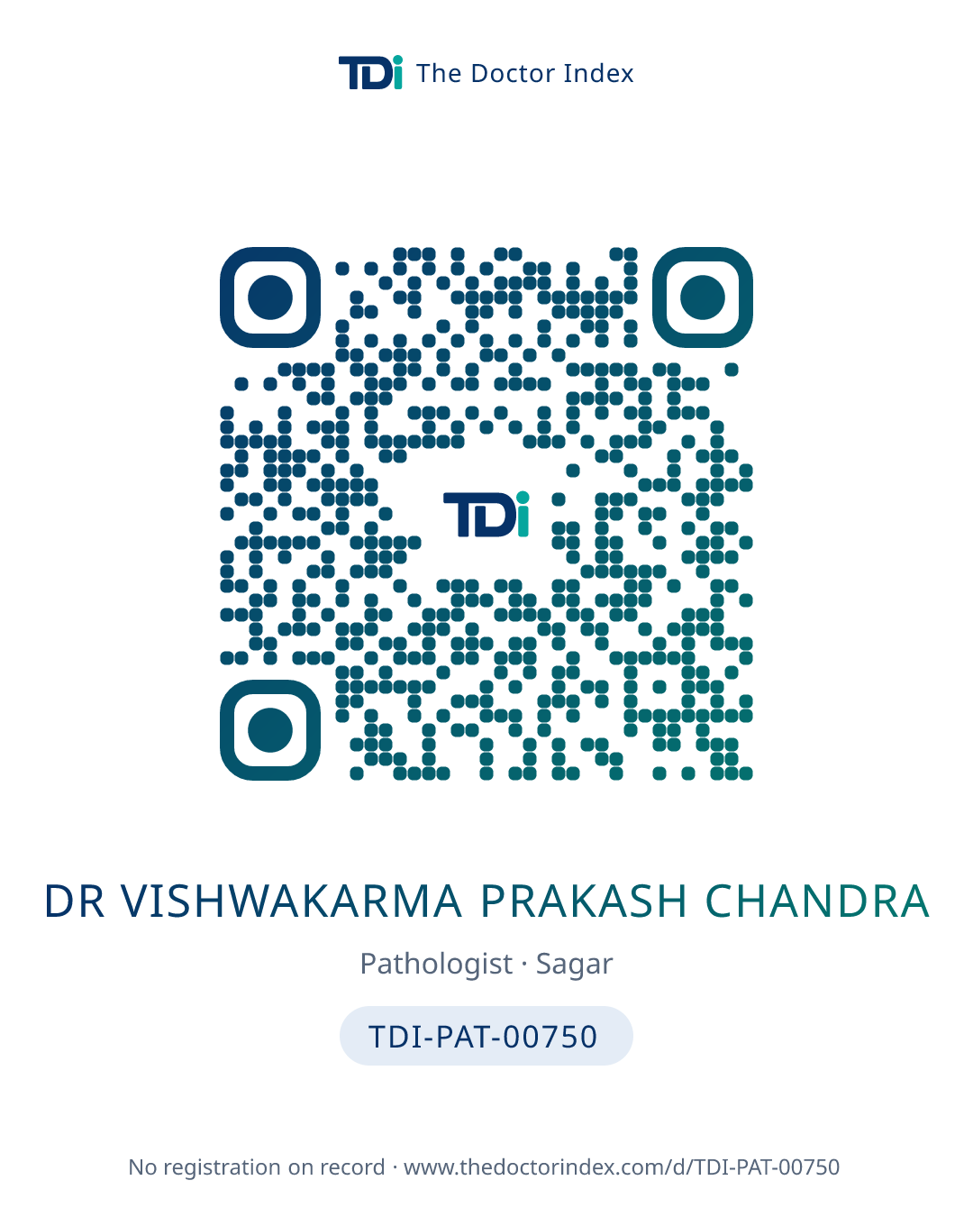 QR card for Dr Vishwakarma Prakash Chandra, TDI-PAT-00750