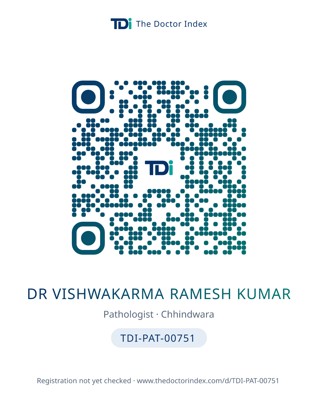 QR card for Dr Vishwakarma Ramesh Kumar, TDI-PAT-00751
