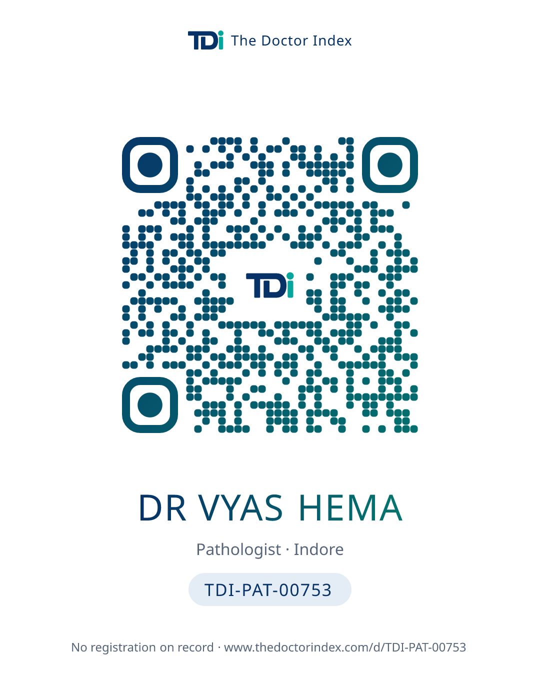 QR card for Dr Vyas Hema, TDI-PAT-00753