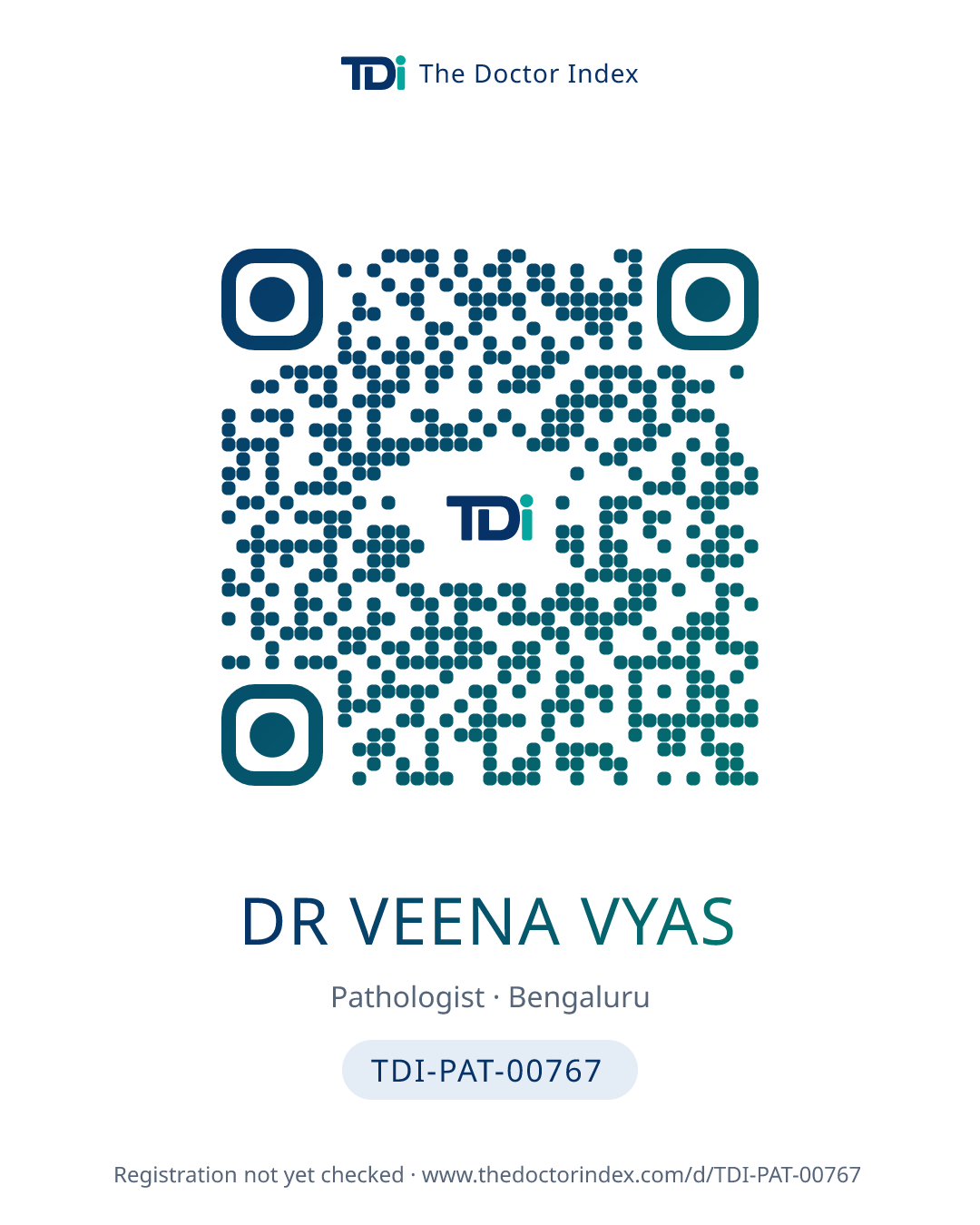 QR card for Dr Veena Vyas, TDI-PAT-00767