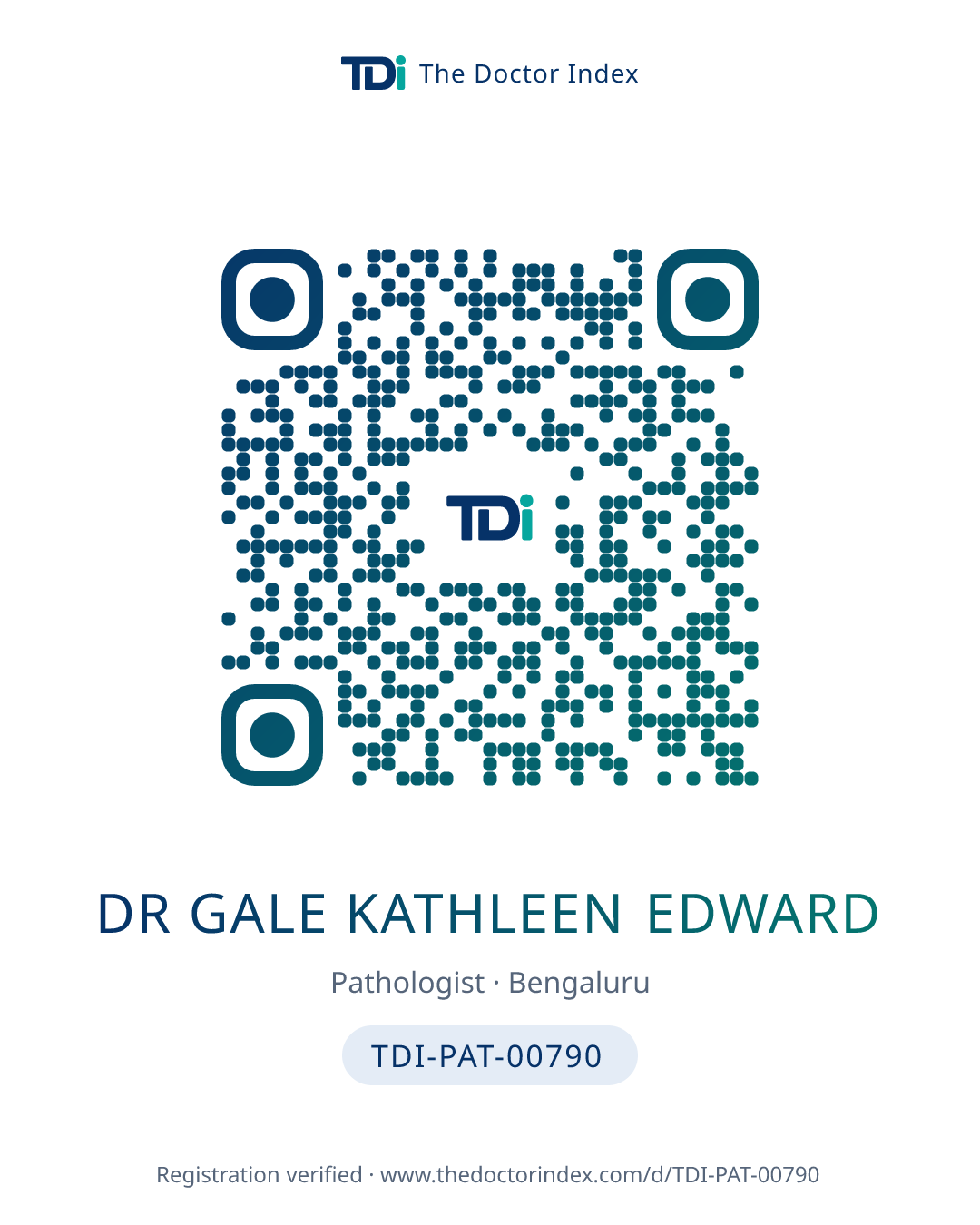 QR card for Dr Gale Kathleen Edward, TDI-PAT-00790