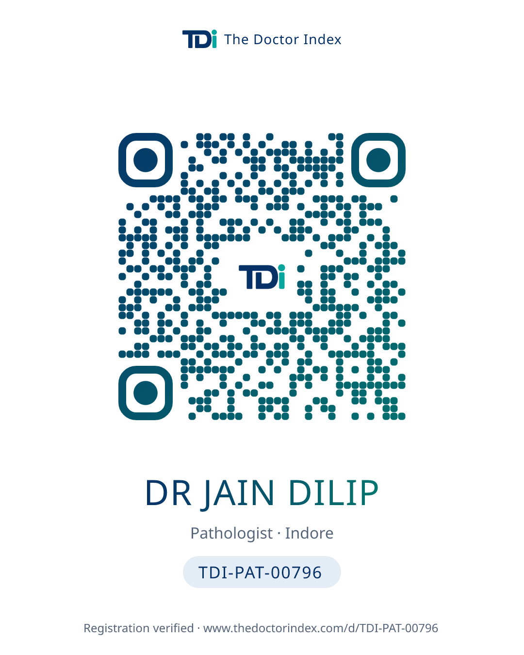 QR card for Dr Jain Dilip, TDI-PAT-00796
