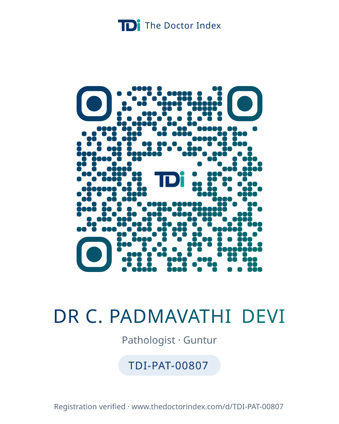 QR card for Dr C. Padmavathi Devi, TDI-PAT-00807