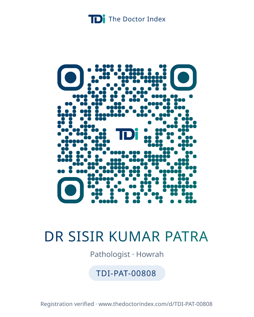 QR card for Dr Sisir Kumar Patra, TDI-PAT-00808