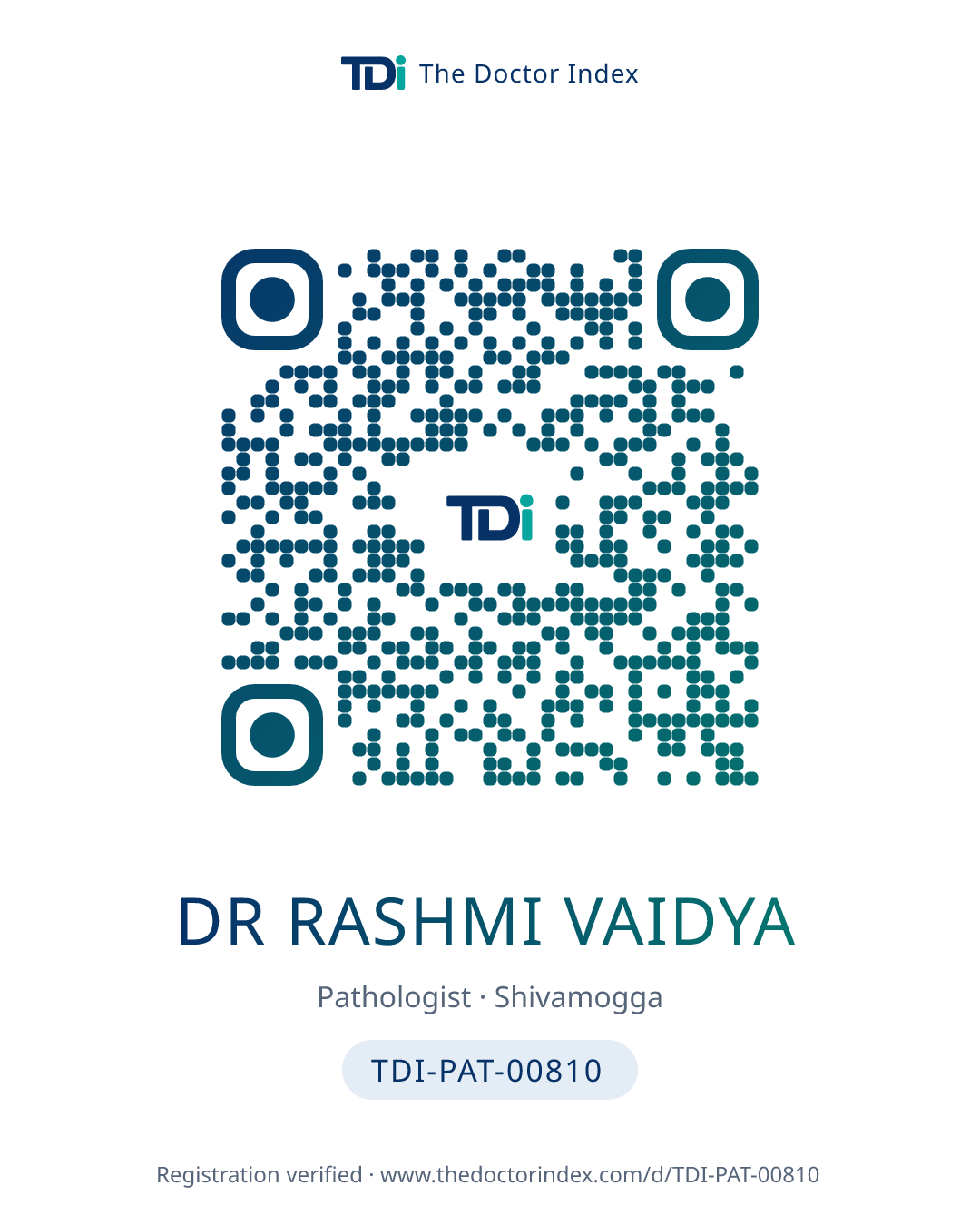 QR card for Dr Rashmi Vaidya, TDI-PAT-00810