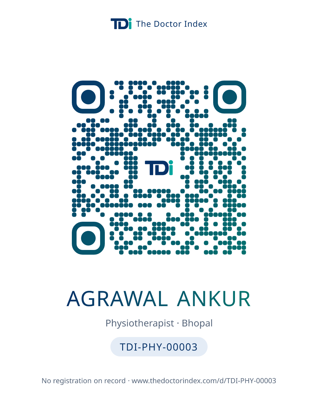 QR card for Agrawal Ankur, TDI-PHY-00003