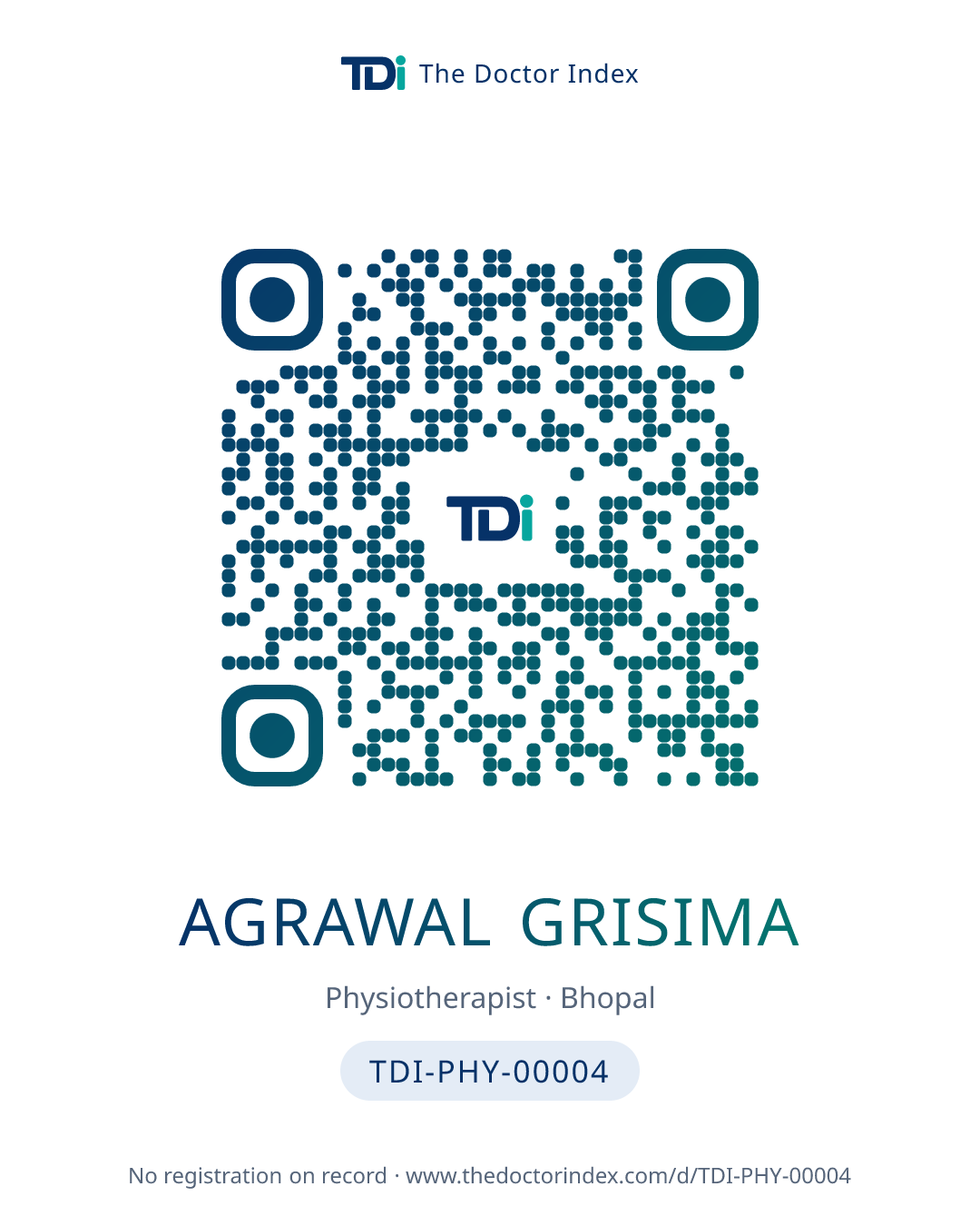 QR card for Agrawal Grisima, TDI-PHY-00004