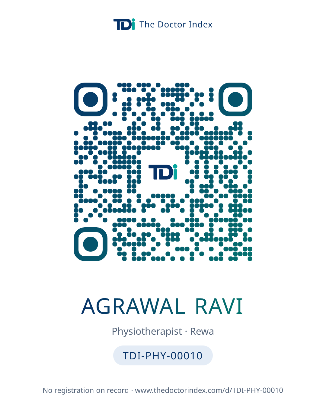 QR card for Agrawal Ravi, TDI-PHY-00010