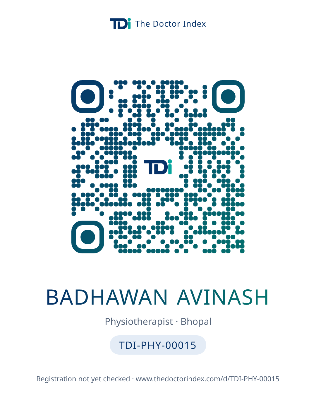 QR card for Badhawan Avinash, TDI-PHY-00015