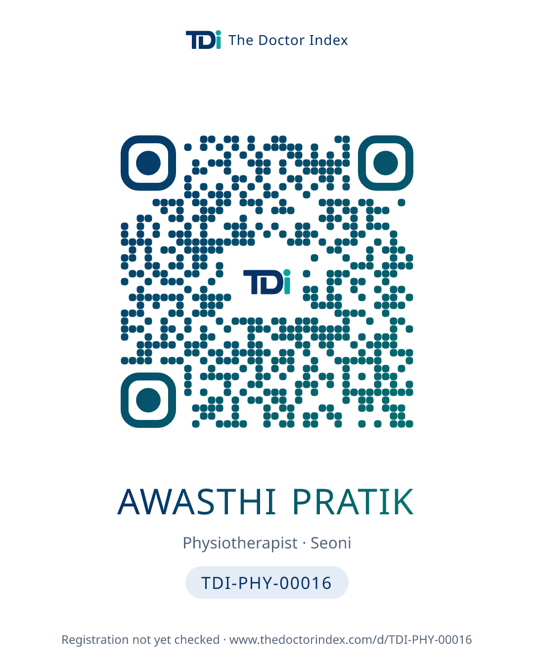 QR card for Awasthi Pratik, TDI-PHY-00016