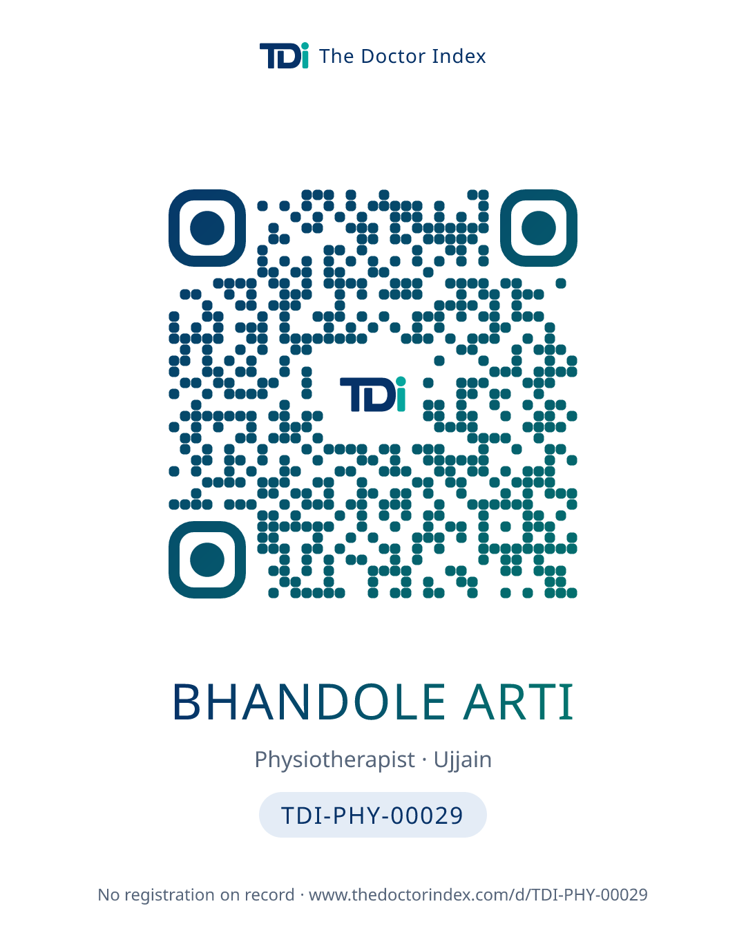 QR card for Bhandole Arti, TDI-PHY-00029