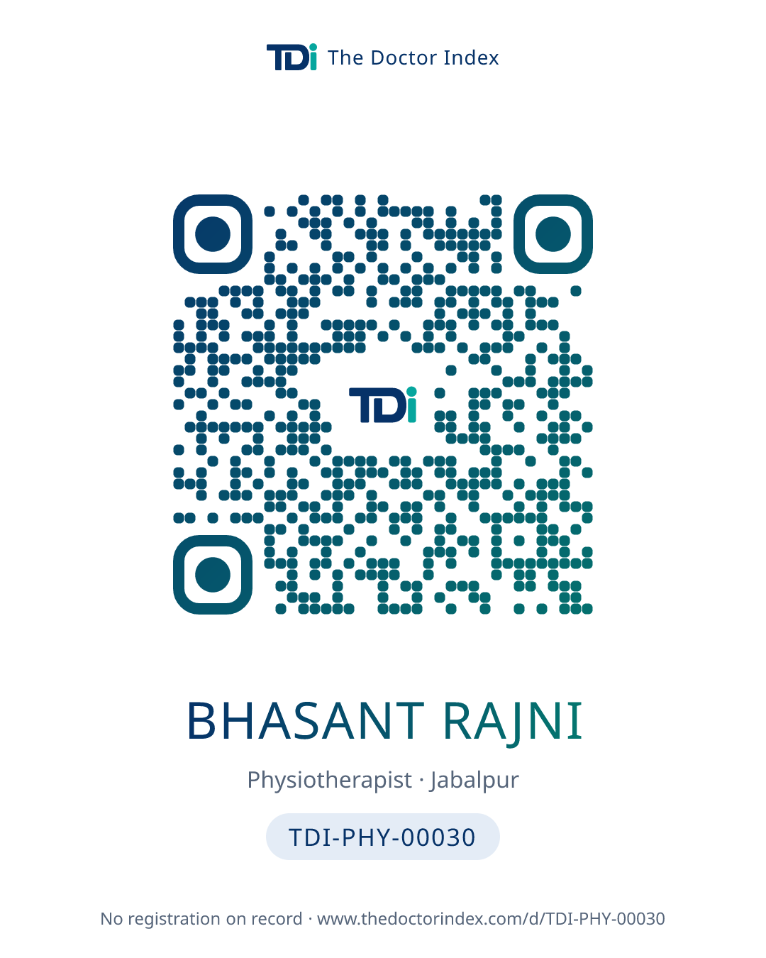 QR card for Bhasant Rajni, TDI-PHY-00030