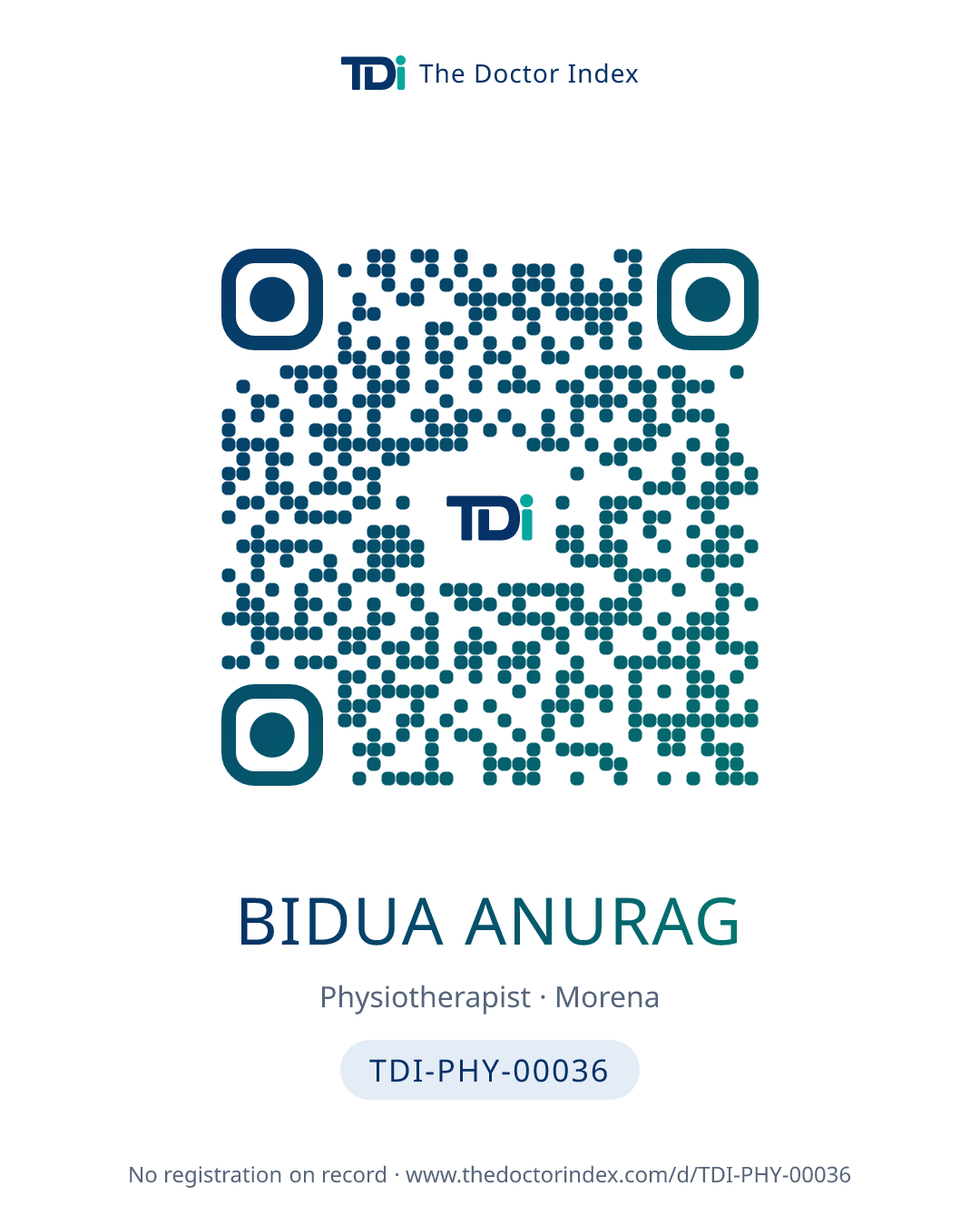 QR card for Bidua Anurag, TDI-PHY-00036