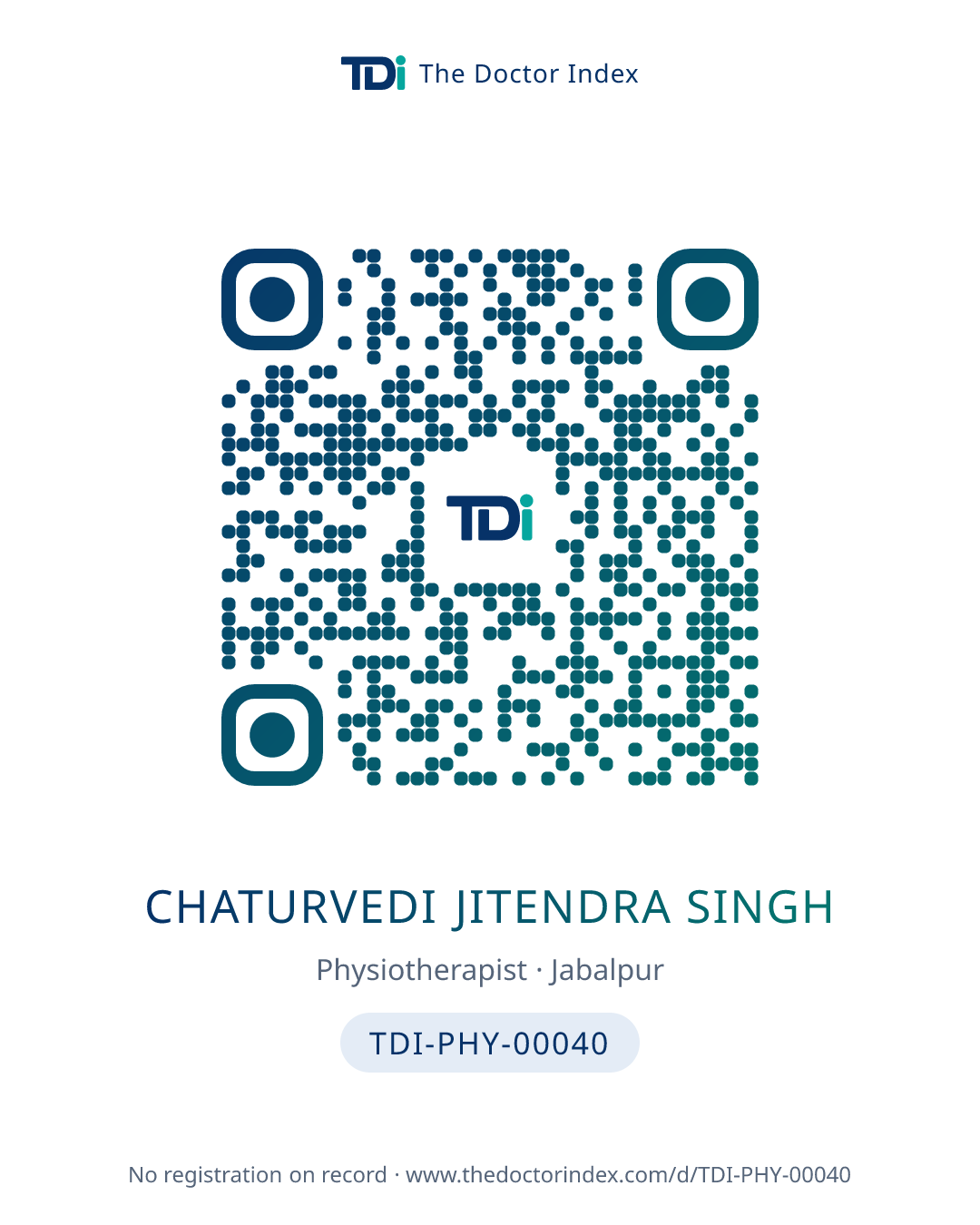 QR card for Chaturvedi Jitendra Singh, TDI-PHY-00040