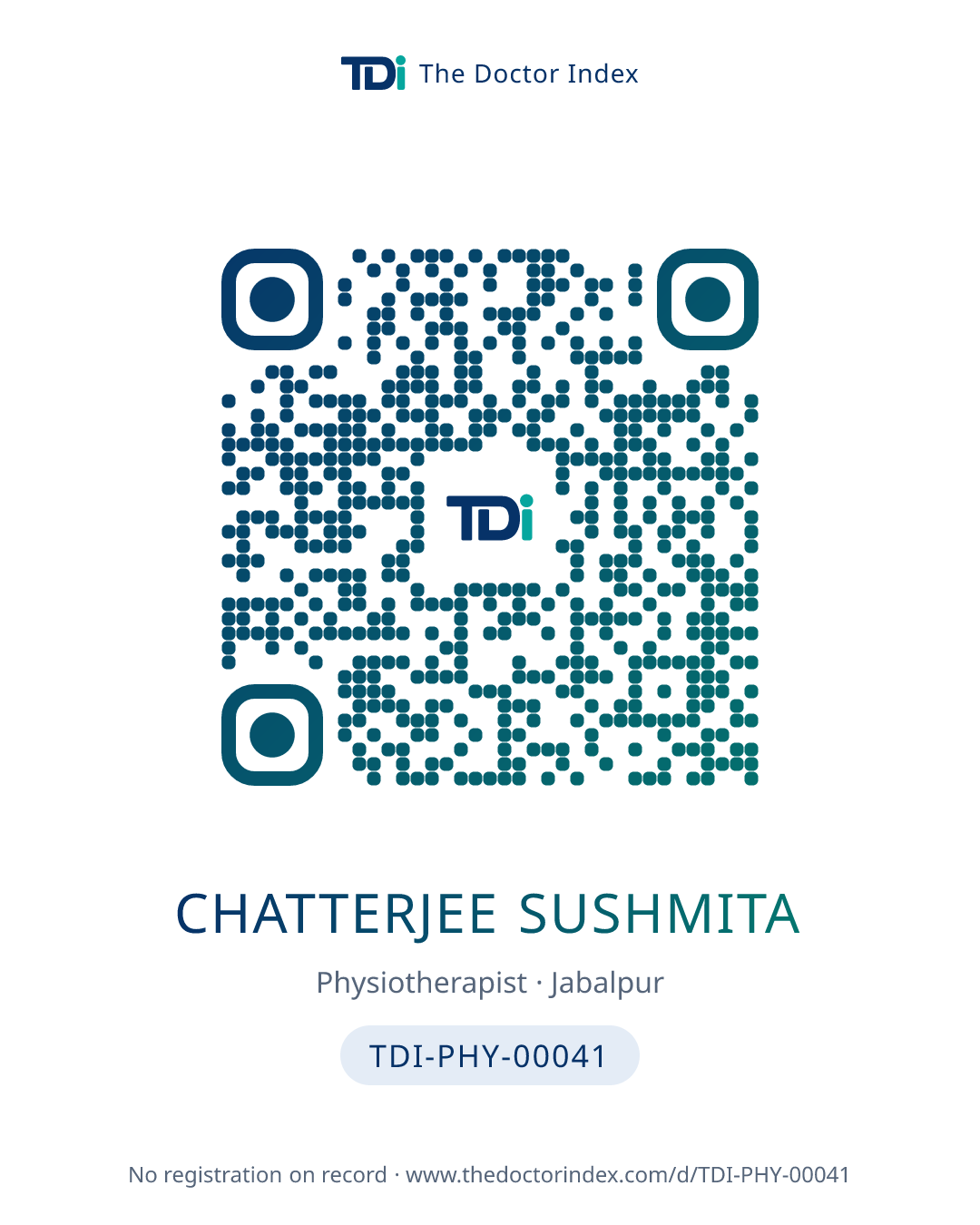 QR card for Chatterjee Sushmita, TDI-PHY-00041