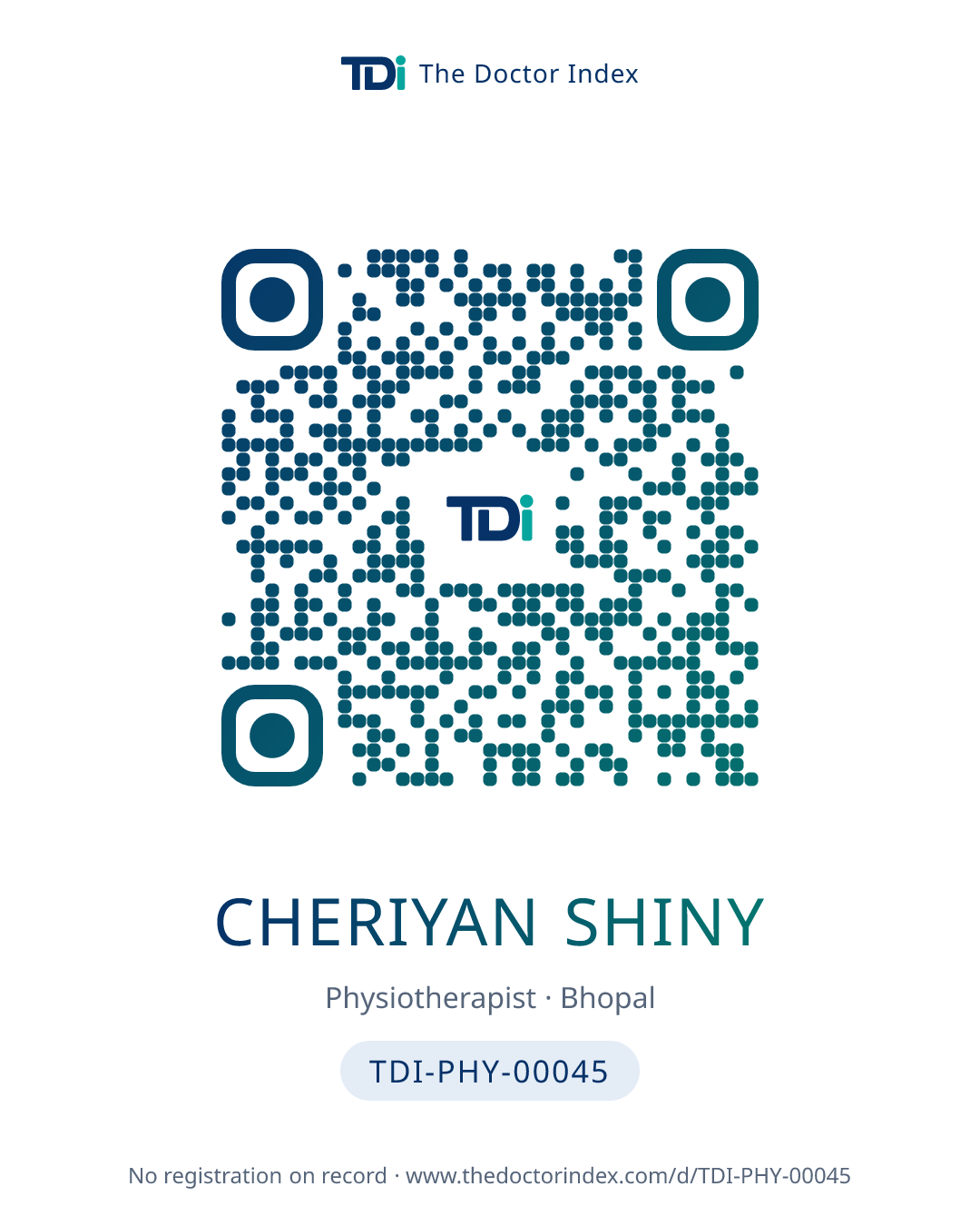 QR card for Cheriyan Shiny, TDI-PHY-00045