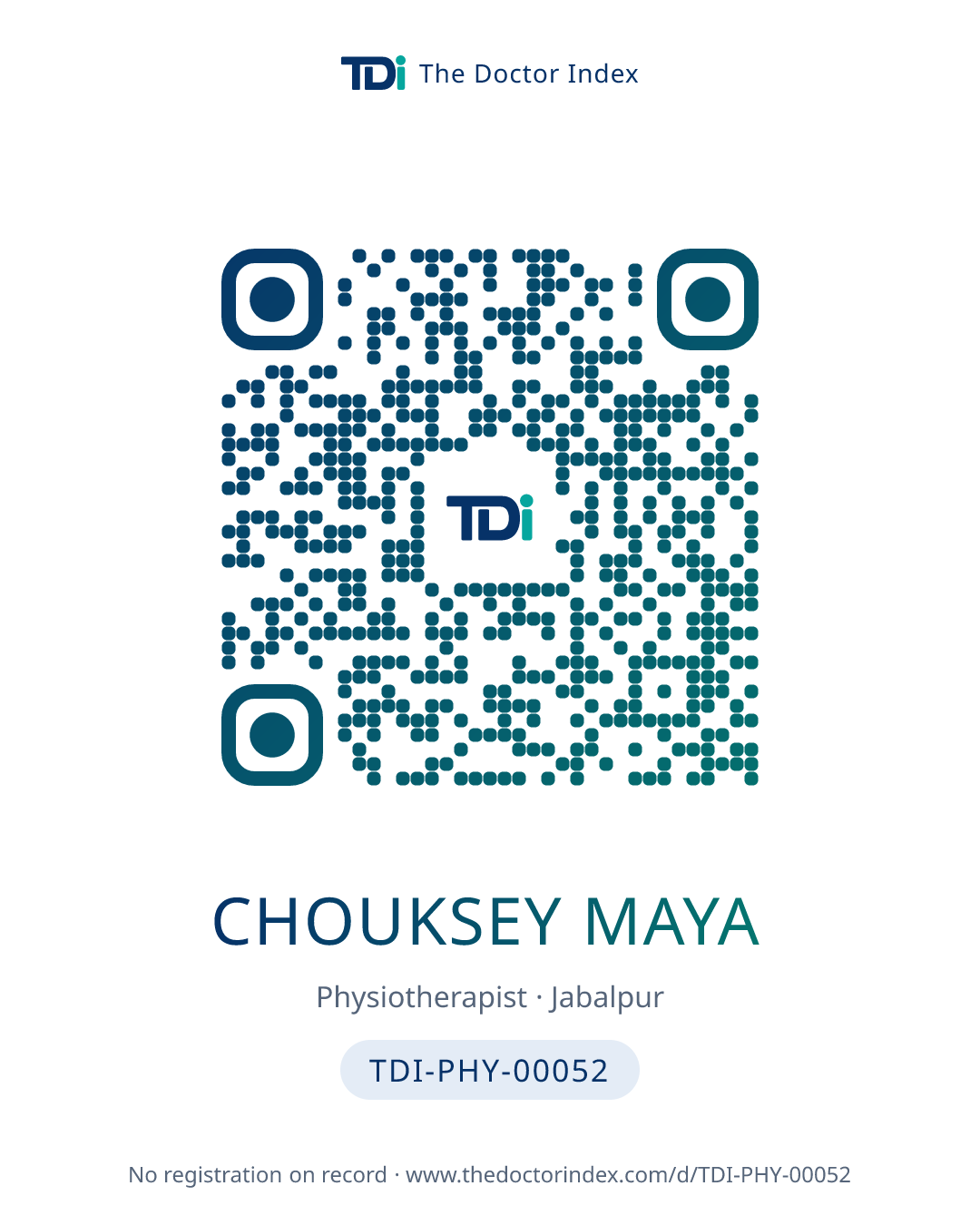 QR card for Chouksey Maya, TDI-PHY-00052