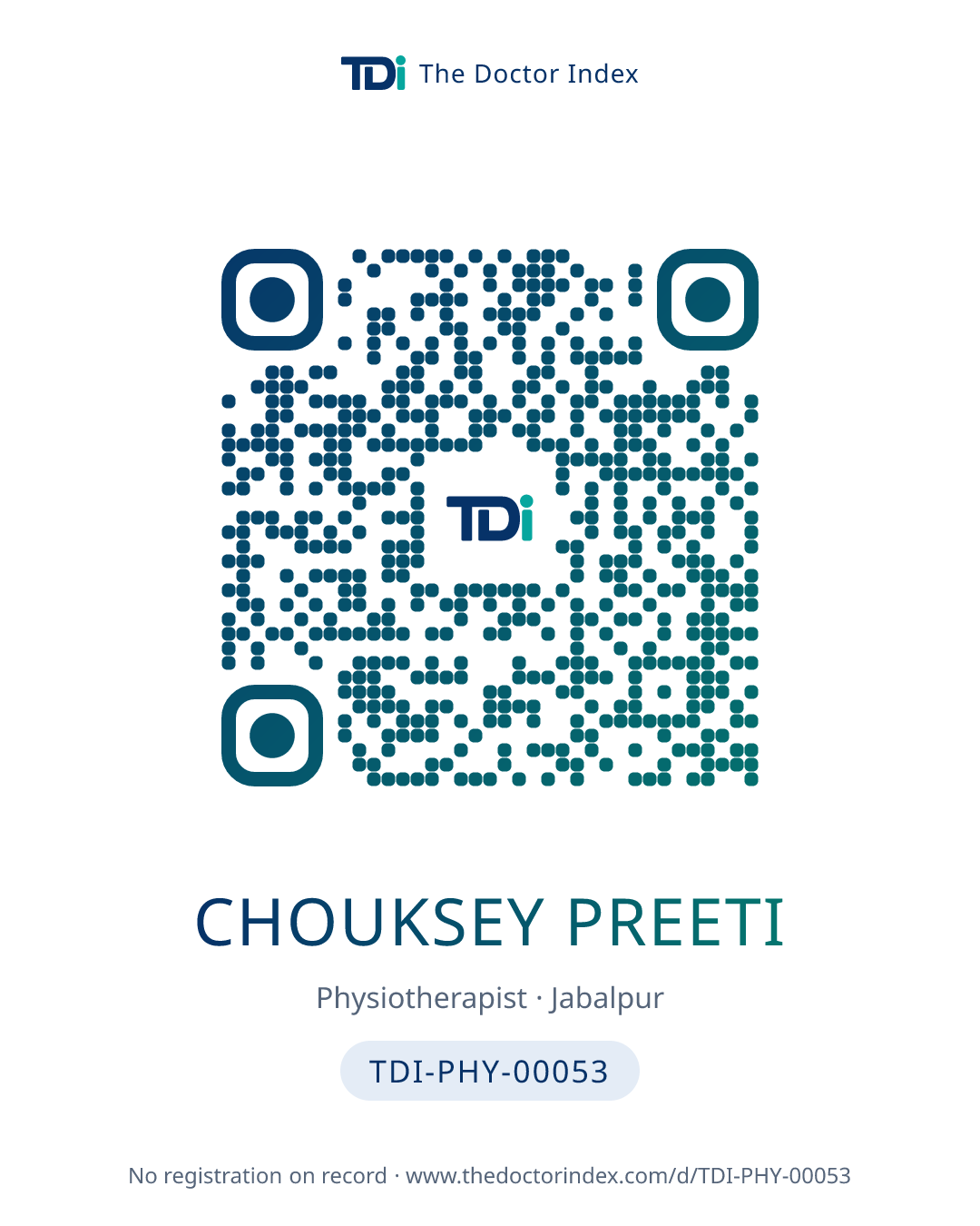 QR card for Chouksey Preeti, TDI-PHY-00053