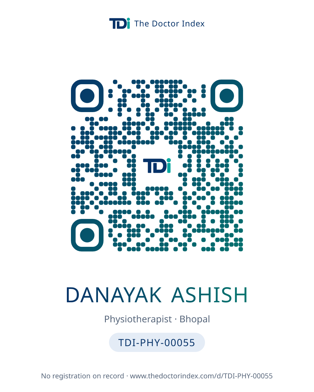 QR card for Danayak Ashish, TDI-PHY-00055
